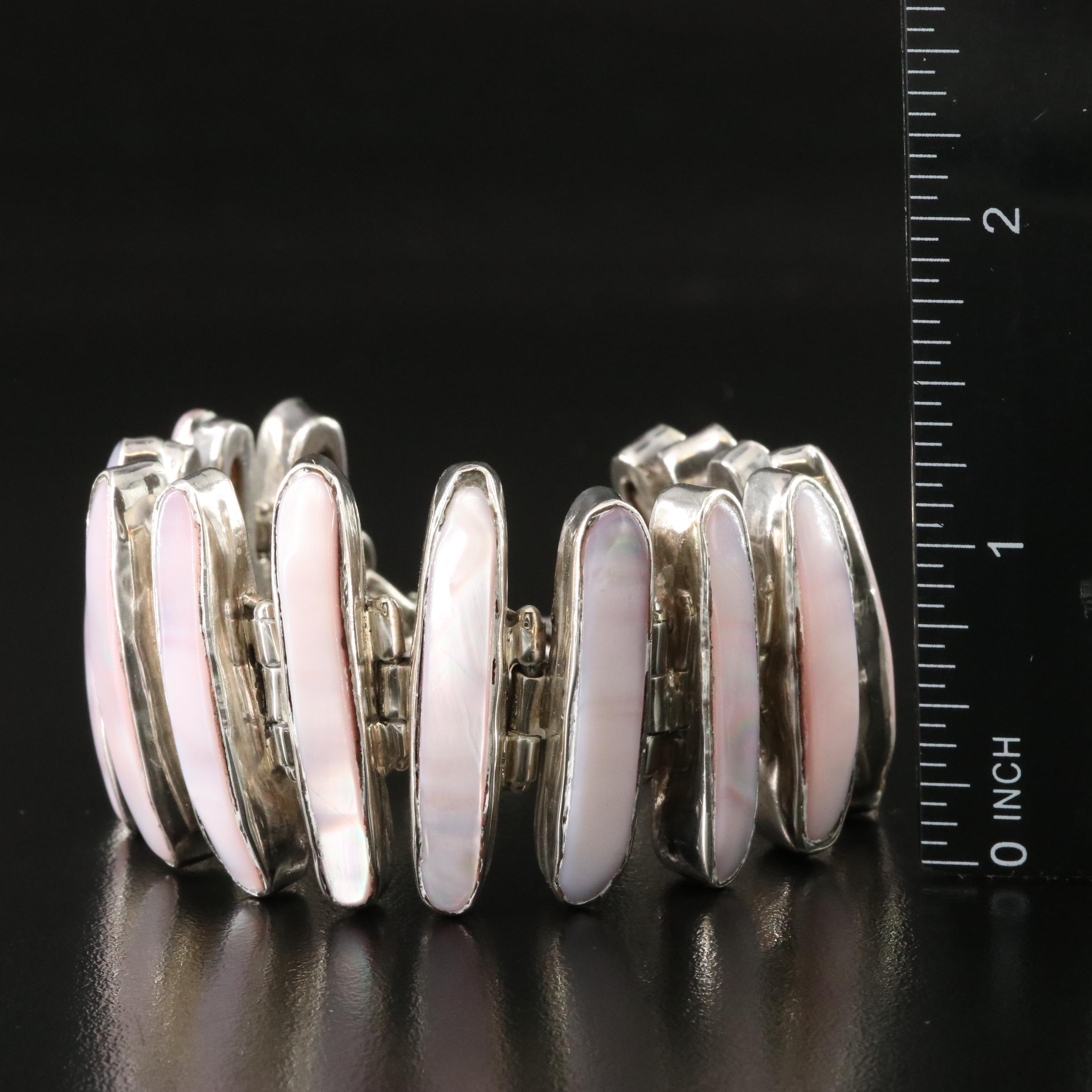 Sterling Mother-of-Pearl Link Bracelet