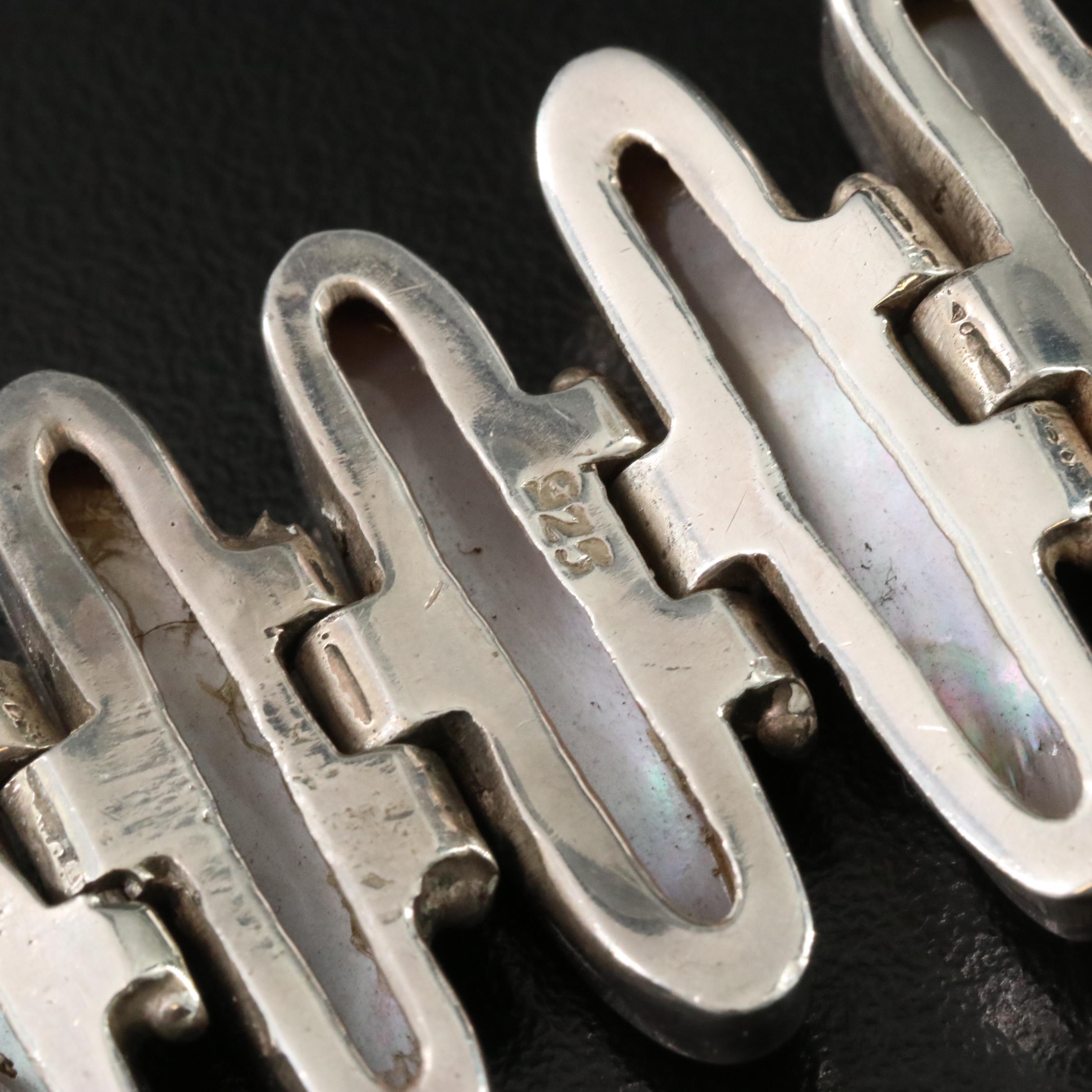 Sterling Mother-of-Pearl Link Bracelet