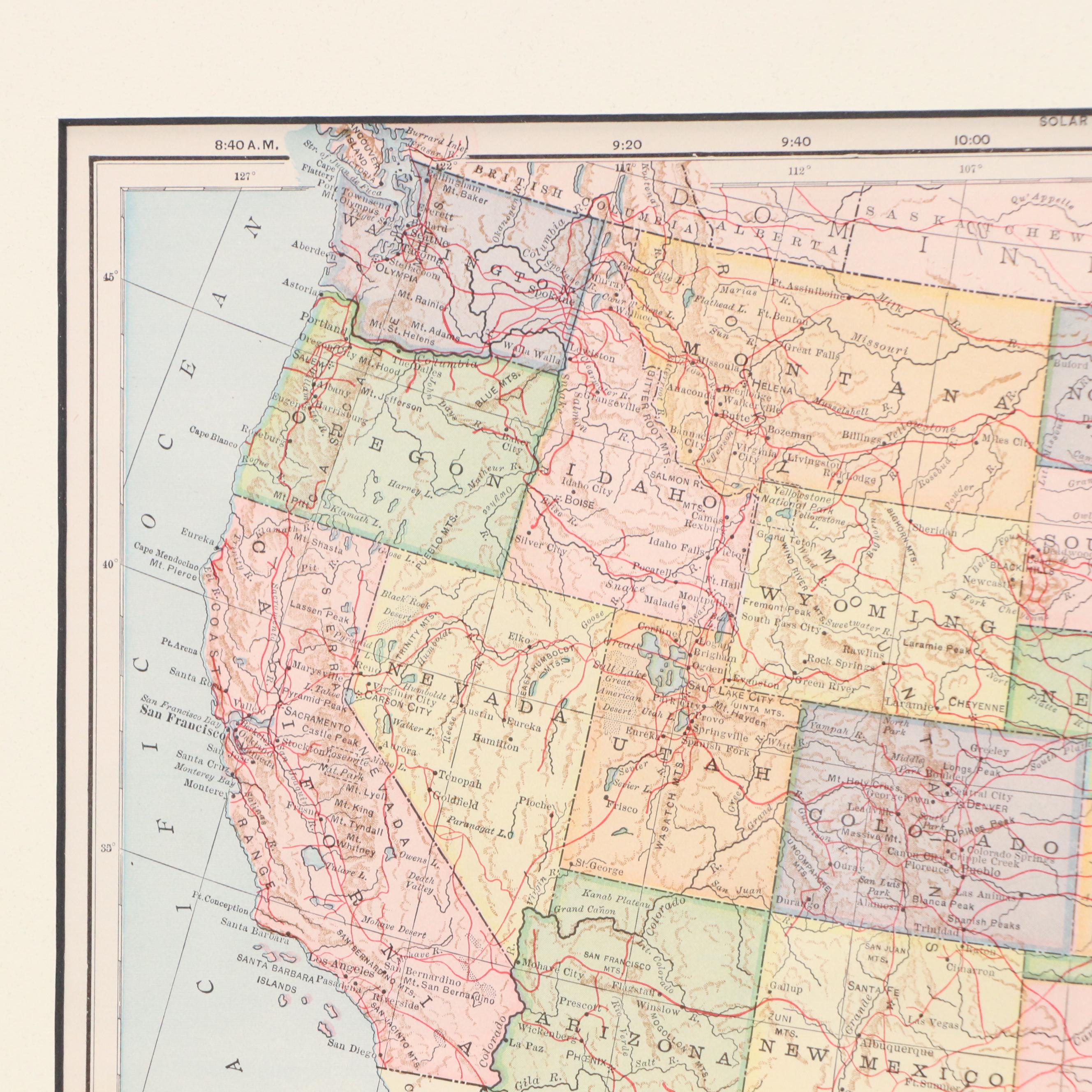 Wax Engraving Map "United States Political Map"