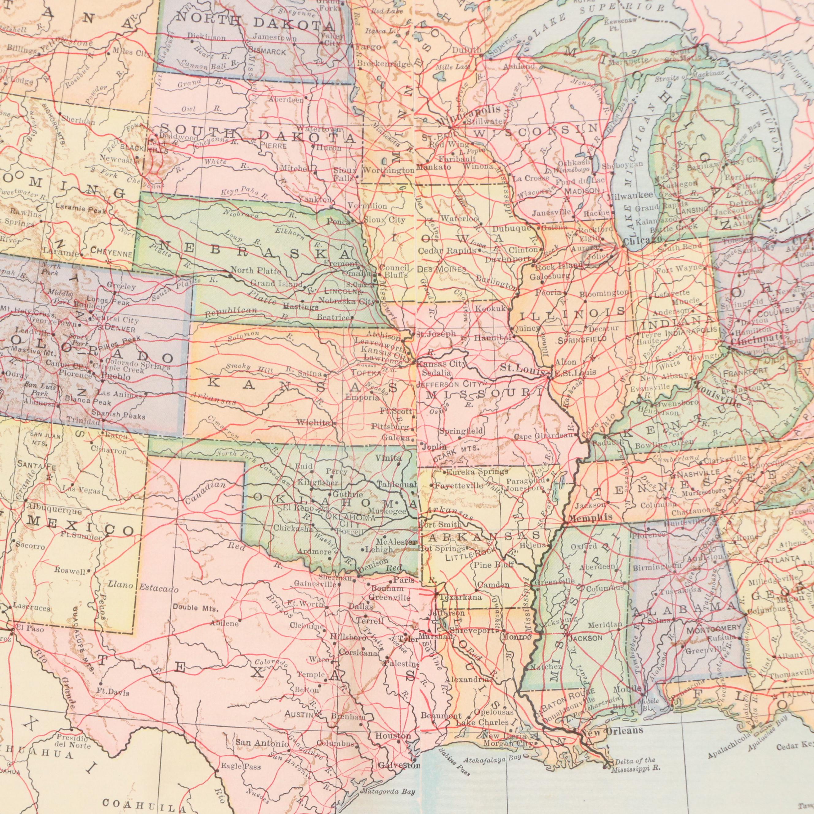 Wax Engraving Map "United States Political Map"