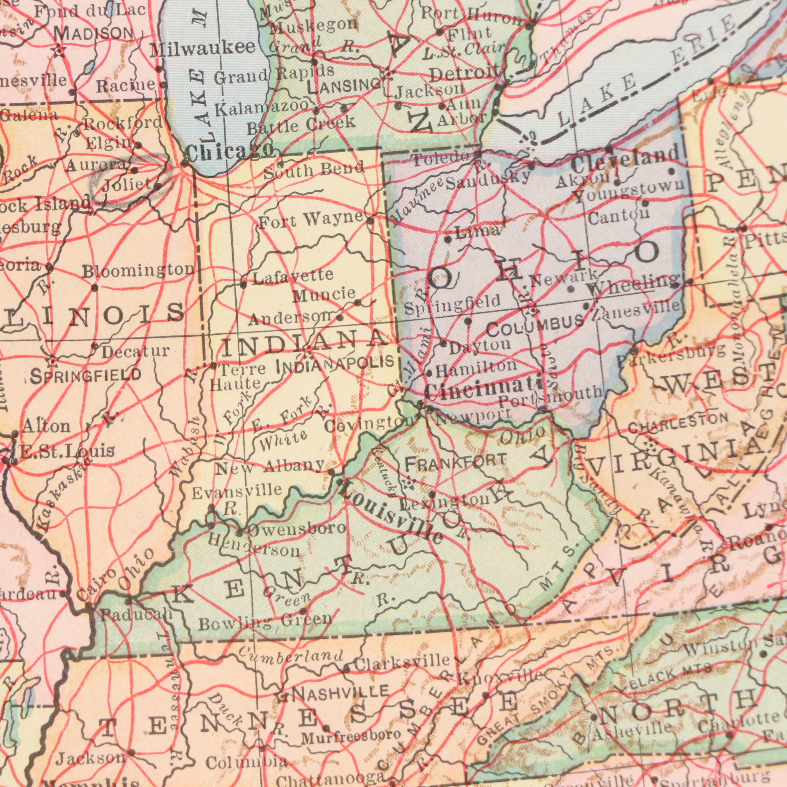 Wax Engraving Map "United States Political Map"