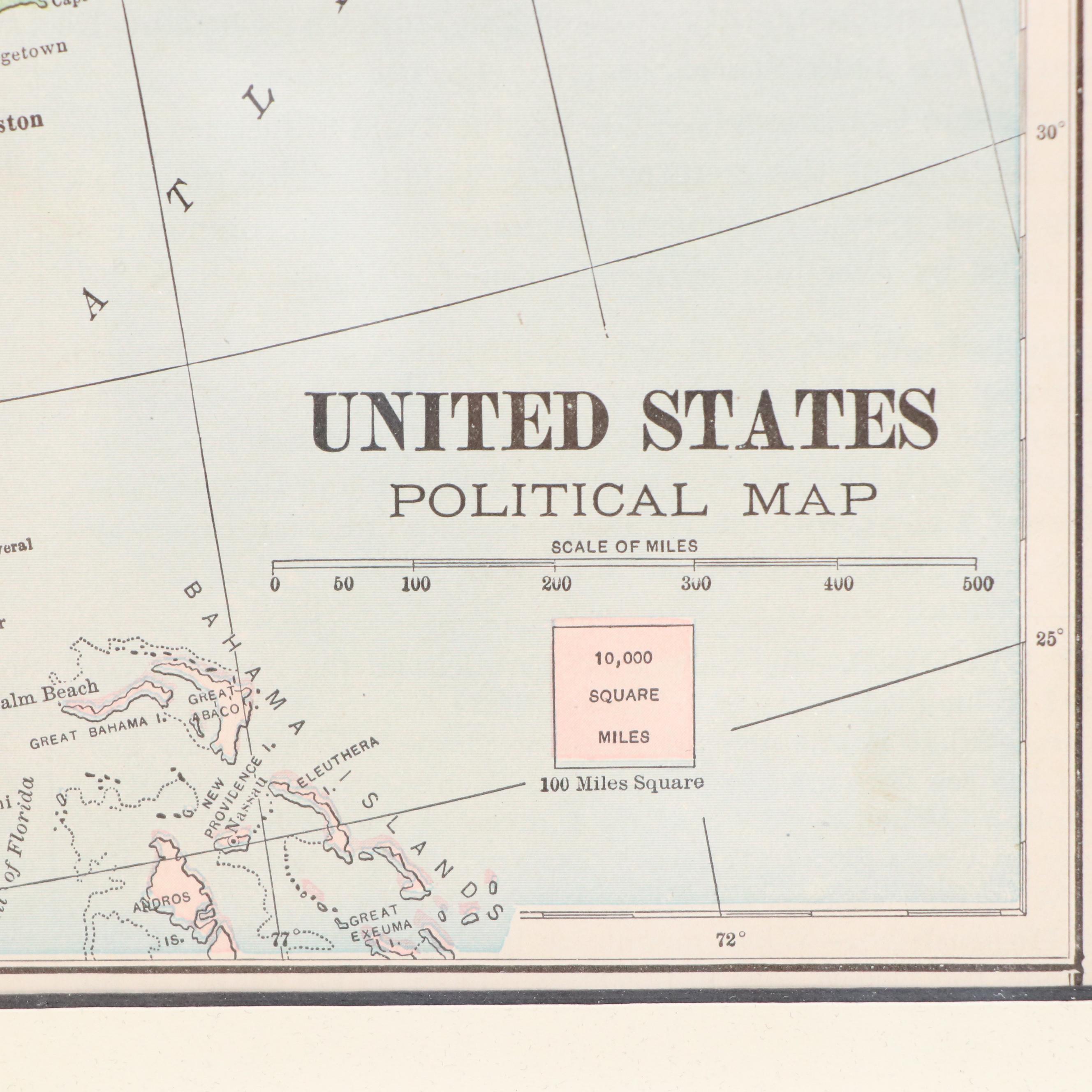 Wax Engraving Map "United States Political Map"