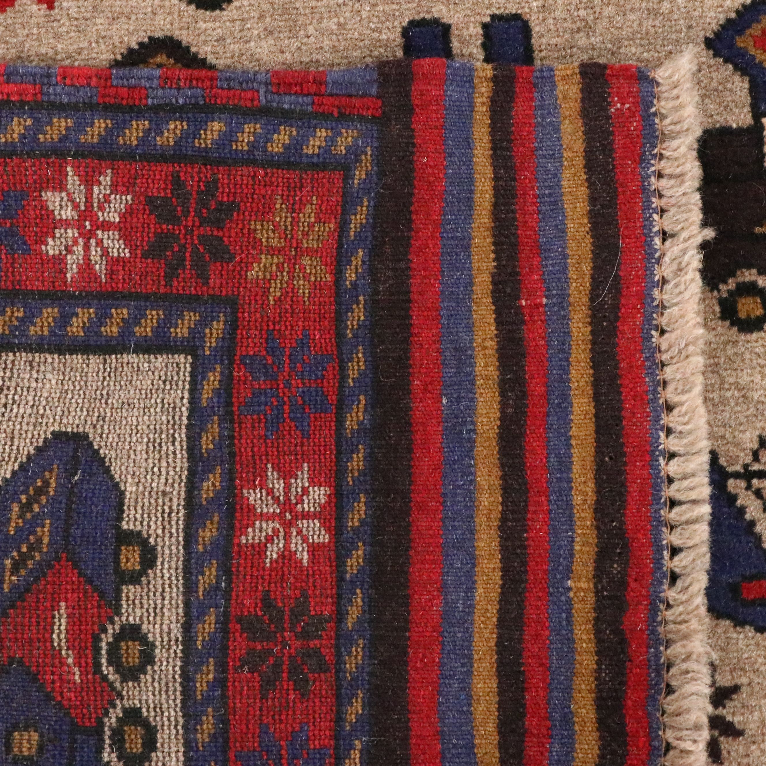 4'2 x 6'2 Hand-Knotted Afghan Pictorial War Rug