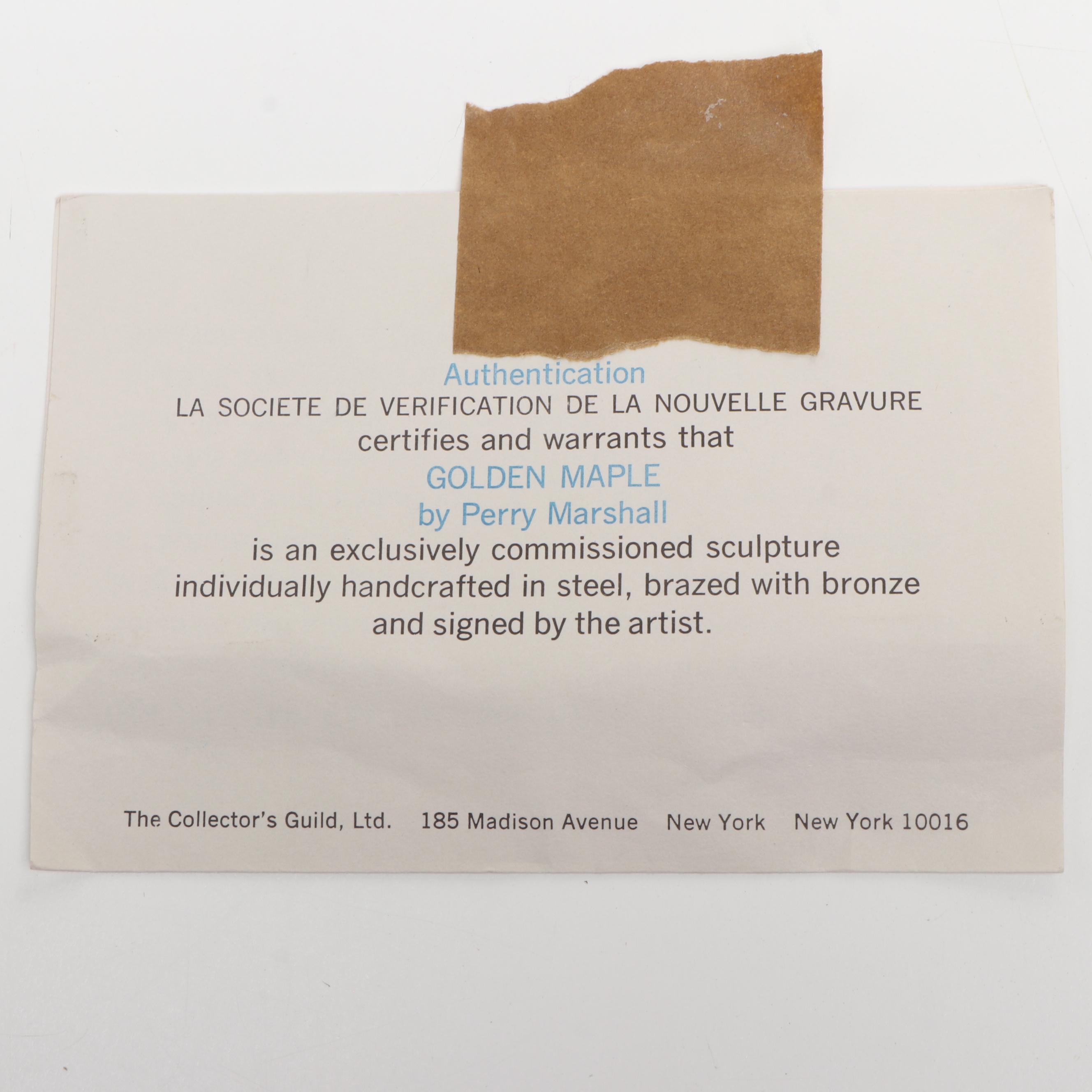 Perry Marshall Golden Brass Sculpture of Bonsai Tree, 1974