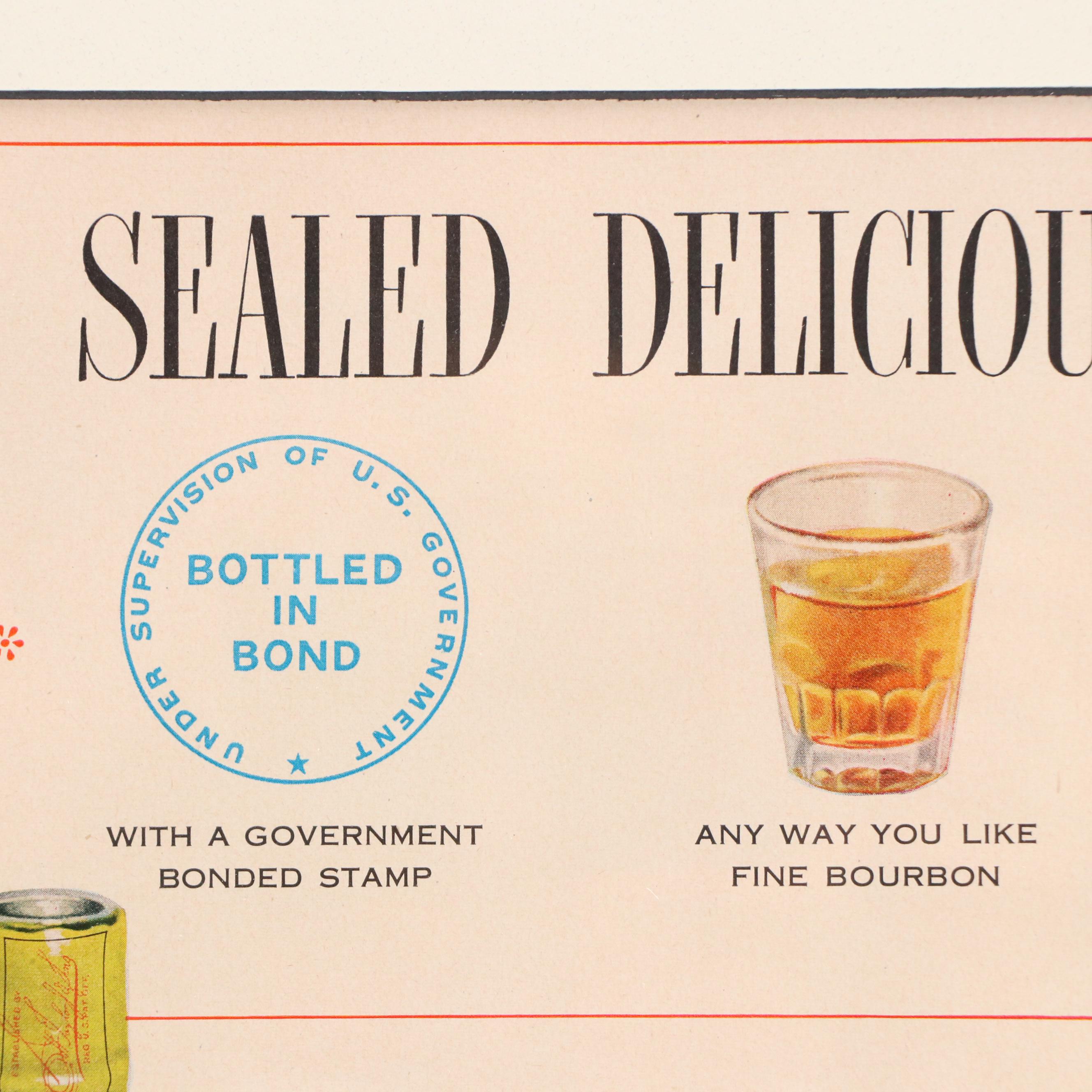 Old Taylor Whiskey Offset Lithograph Advertisement "Signed Sealed Delivered"