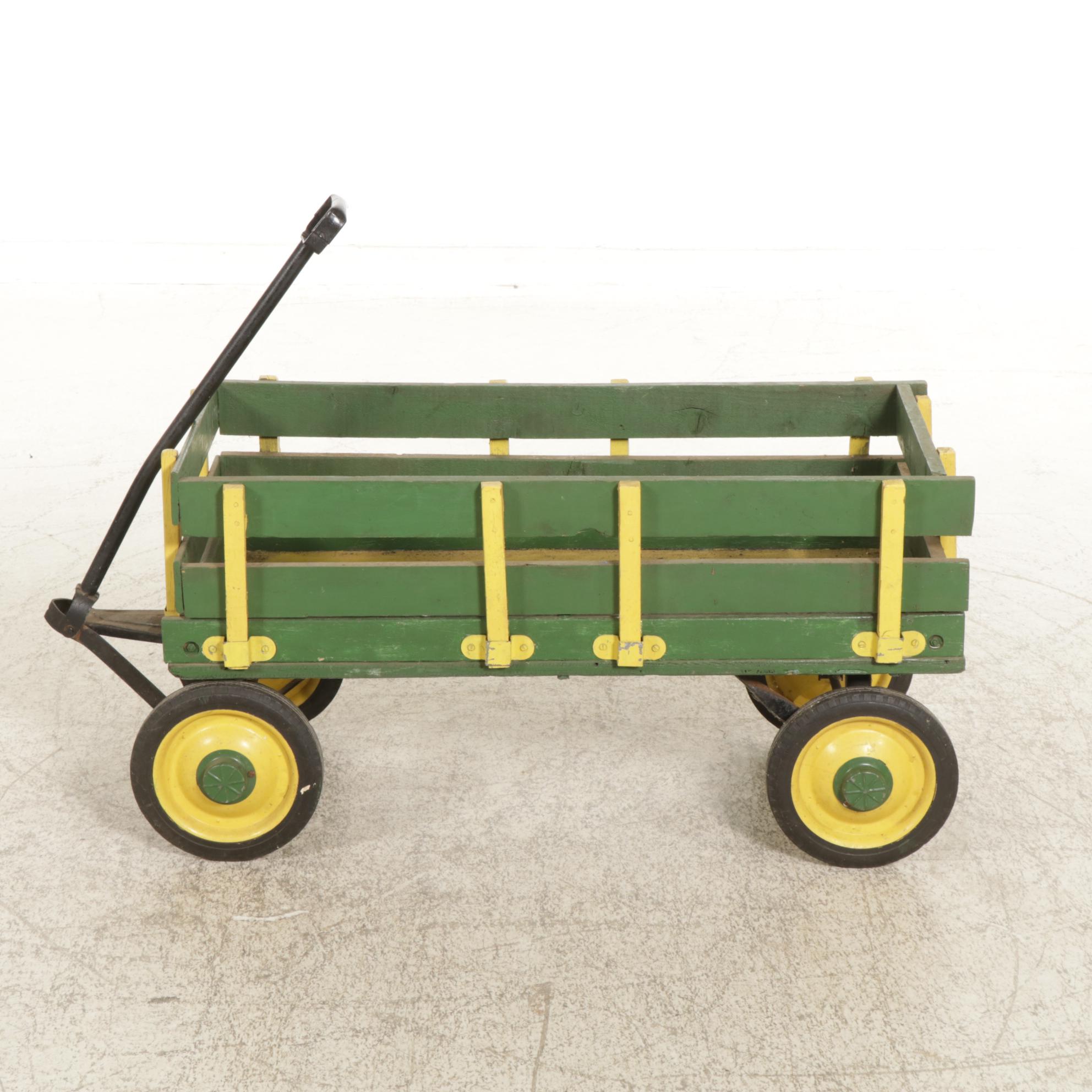 Children's Wagon with Painted Wood Frame, Mid to Late 20th Century