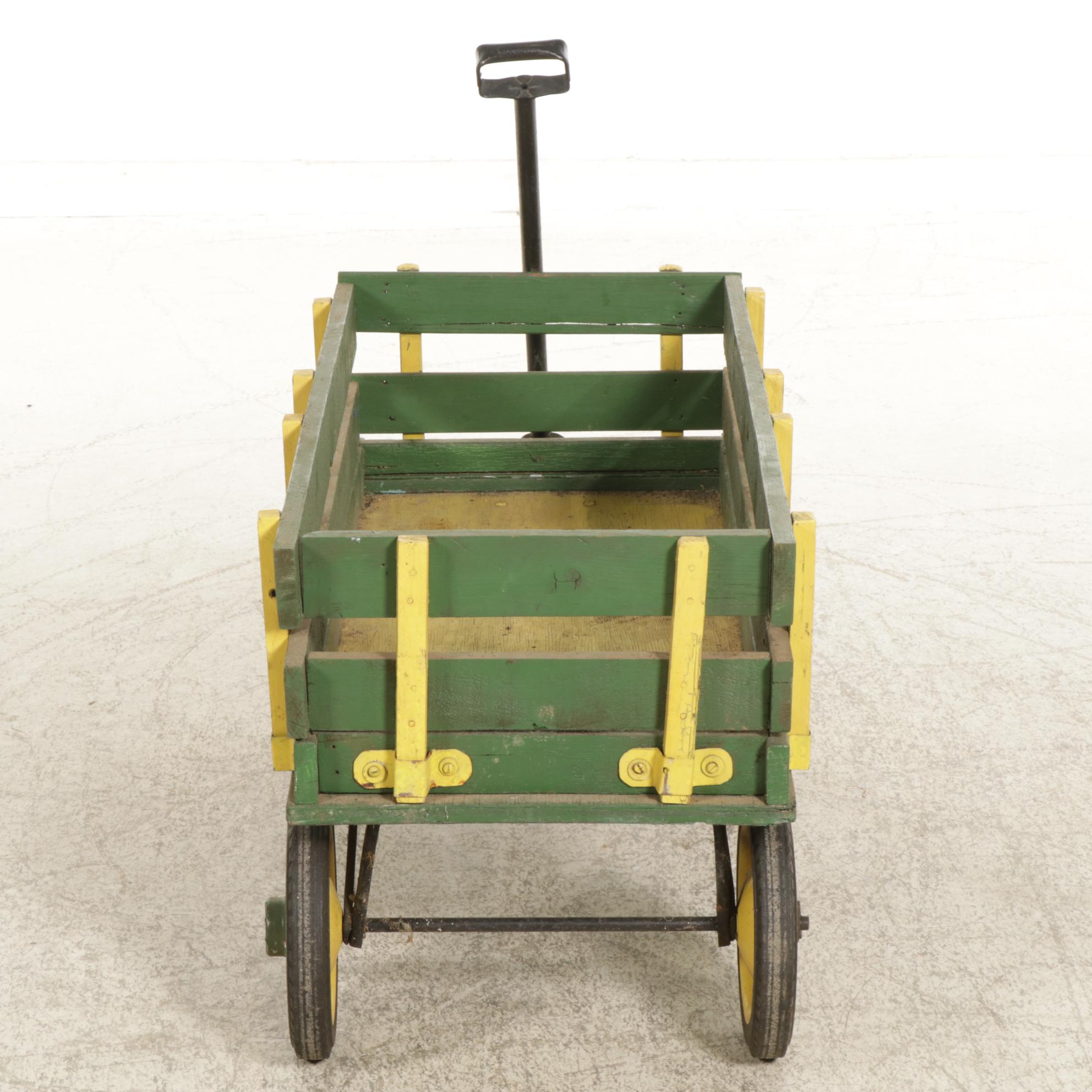 Children's Wagon with Painted Wood Frame, Mid to Late 20th Century