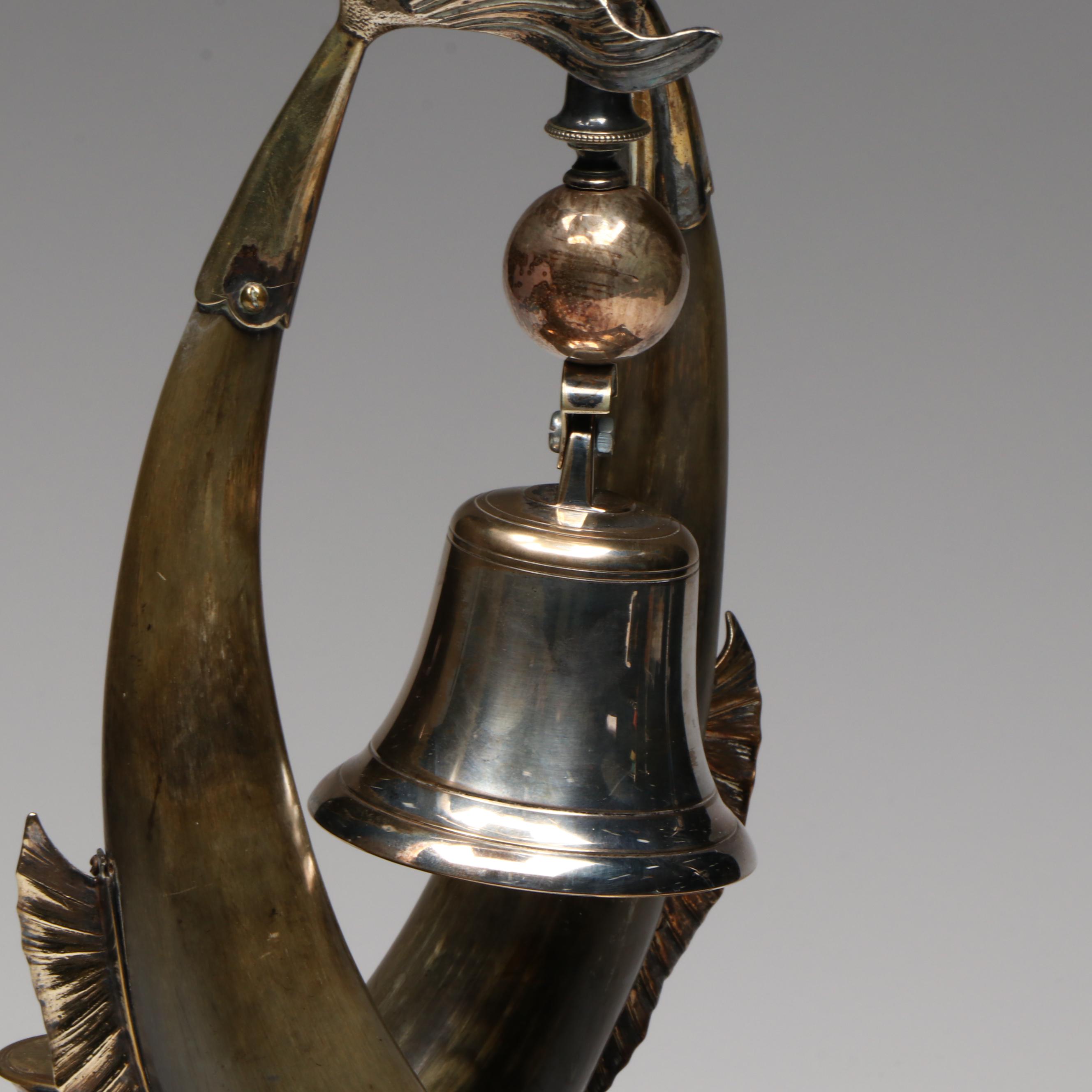 Late Victorian English Silver Plate and Horn Italian Dolphin Form Inkstand