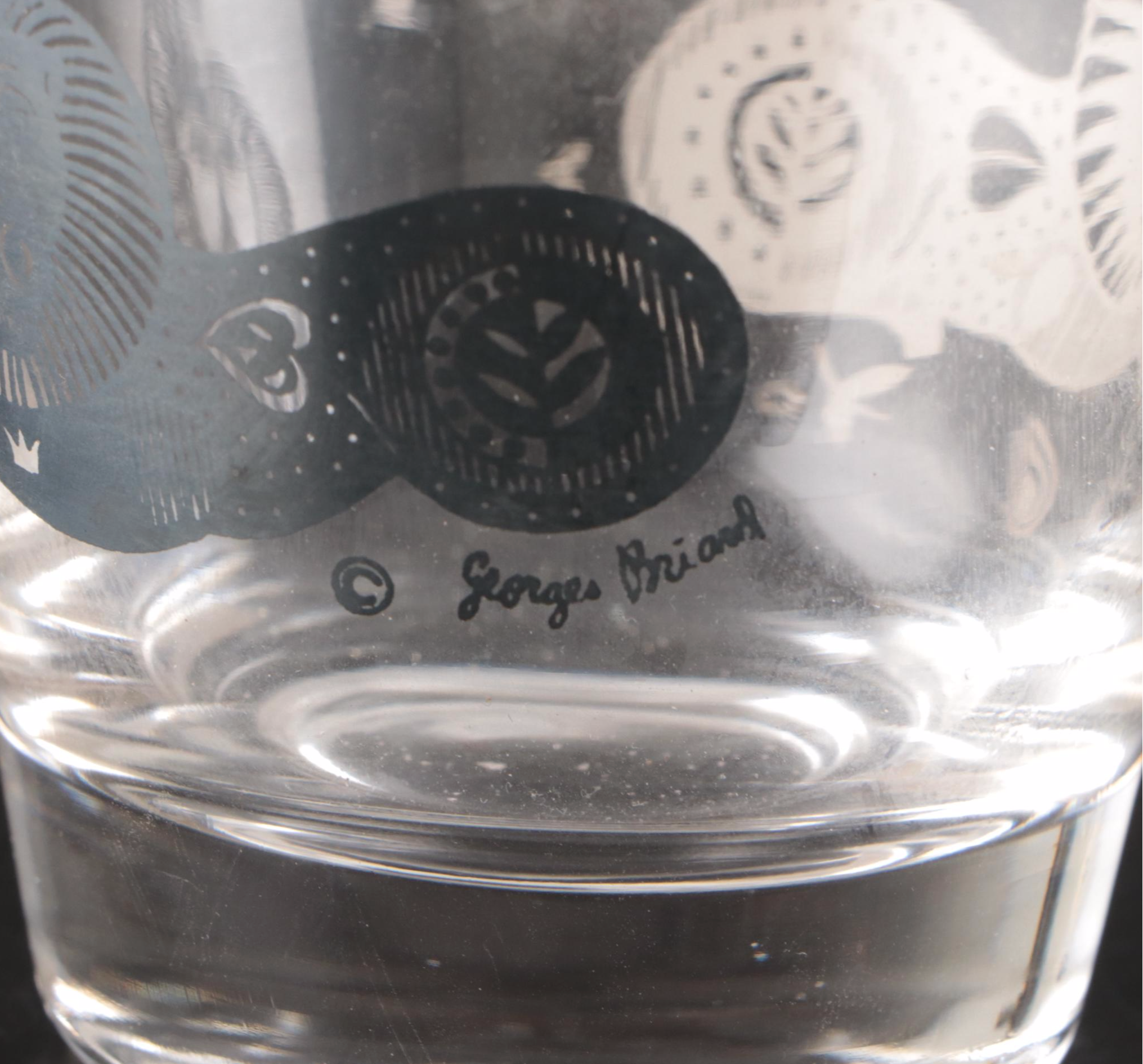 George Briard Silver Recumbent Lion Double Old Fashioned Glasses