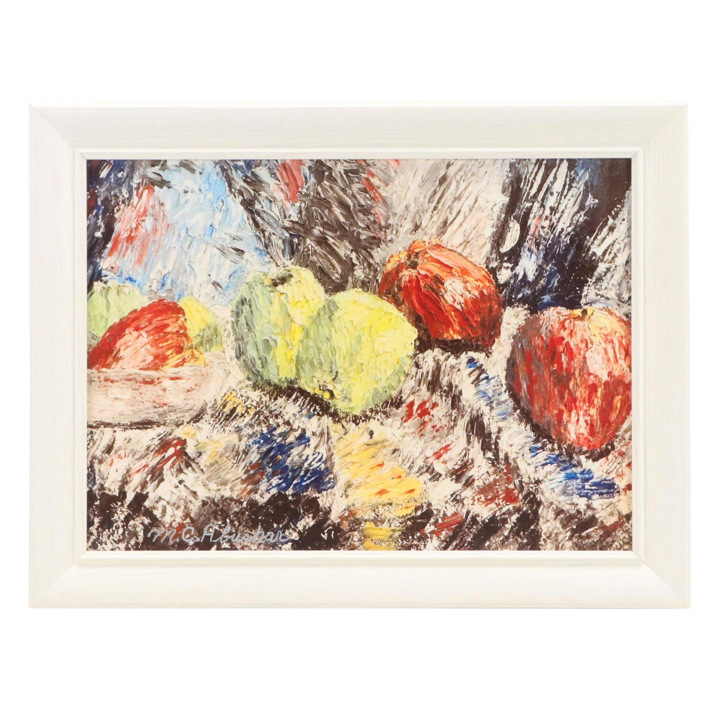M.C. Abushar Digital Print "Apples on Tablecloth," 21st Century