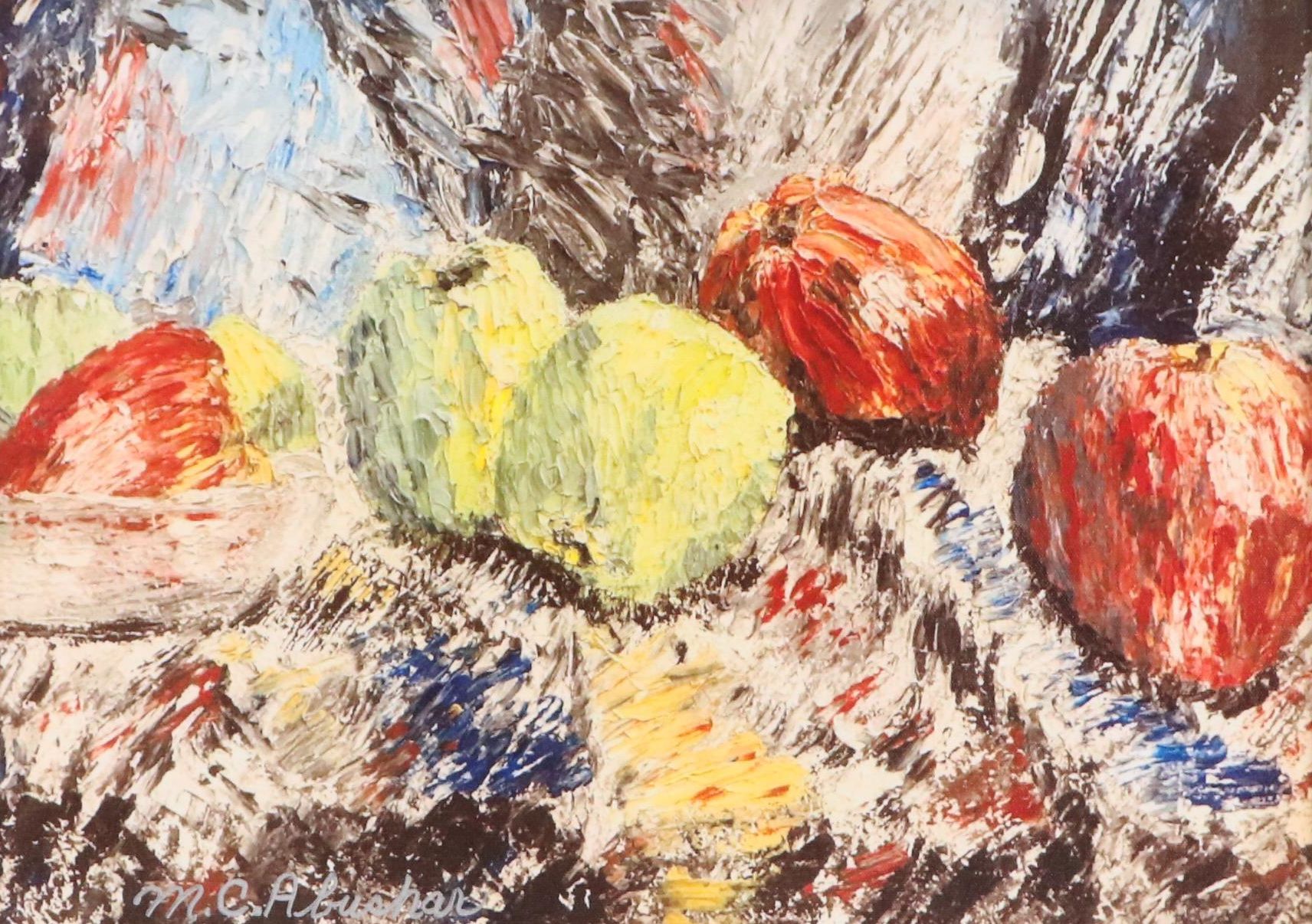 M.C. Abushar Digital Print "Apples on Tablecloth," 21st Century