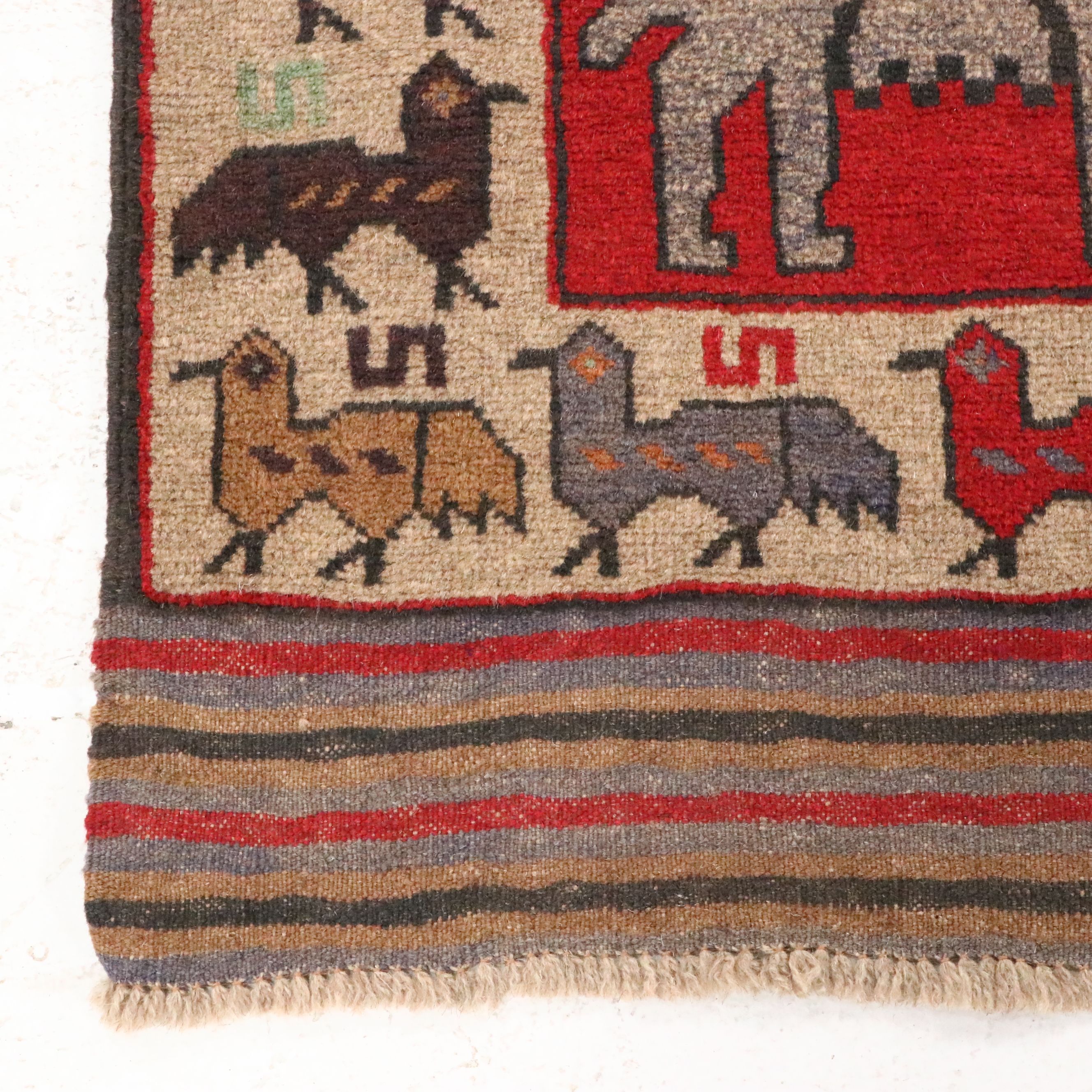 4'2 x 5'10 Hand-Knotted Afghan Pictorial Area Rug