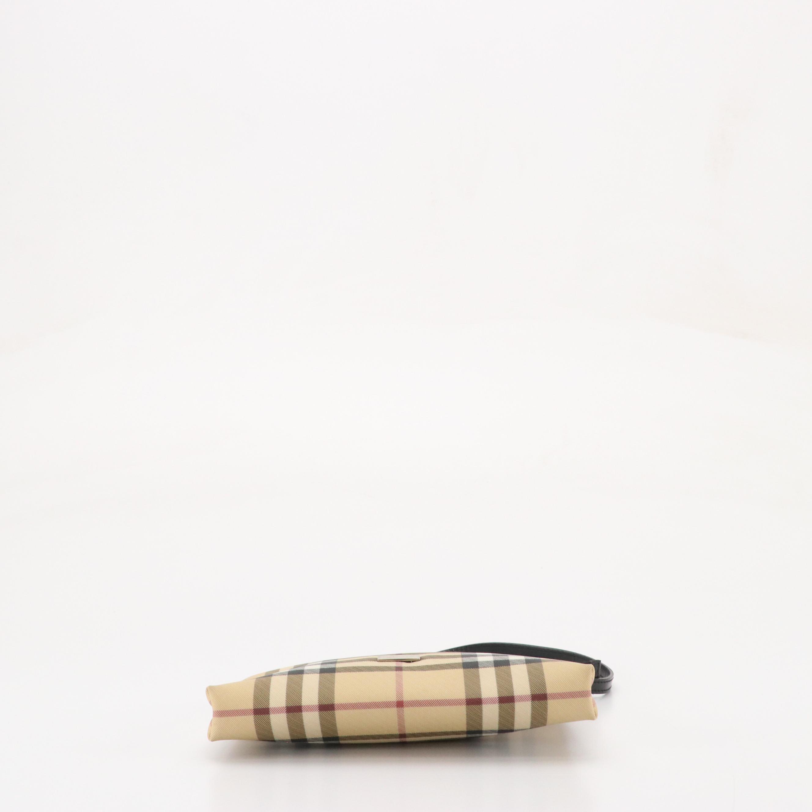 Burberry Mini Zip Shoulder Bag in House Check Coated Canvas and Leather Trim