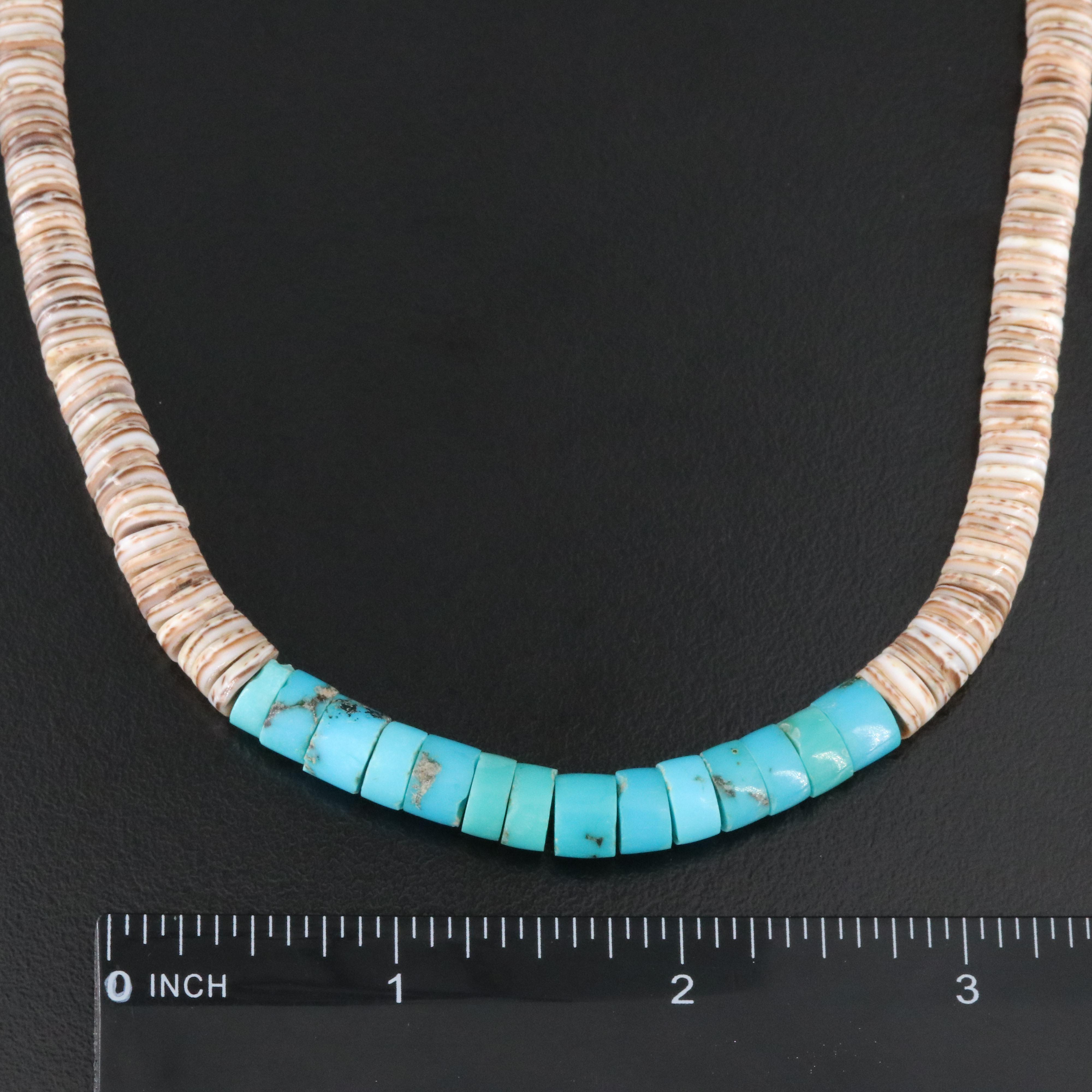 Turquoise and Shell Heishi Necklace