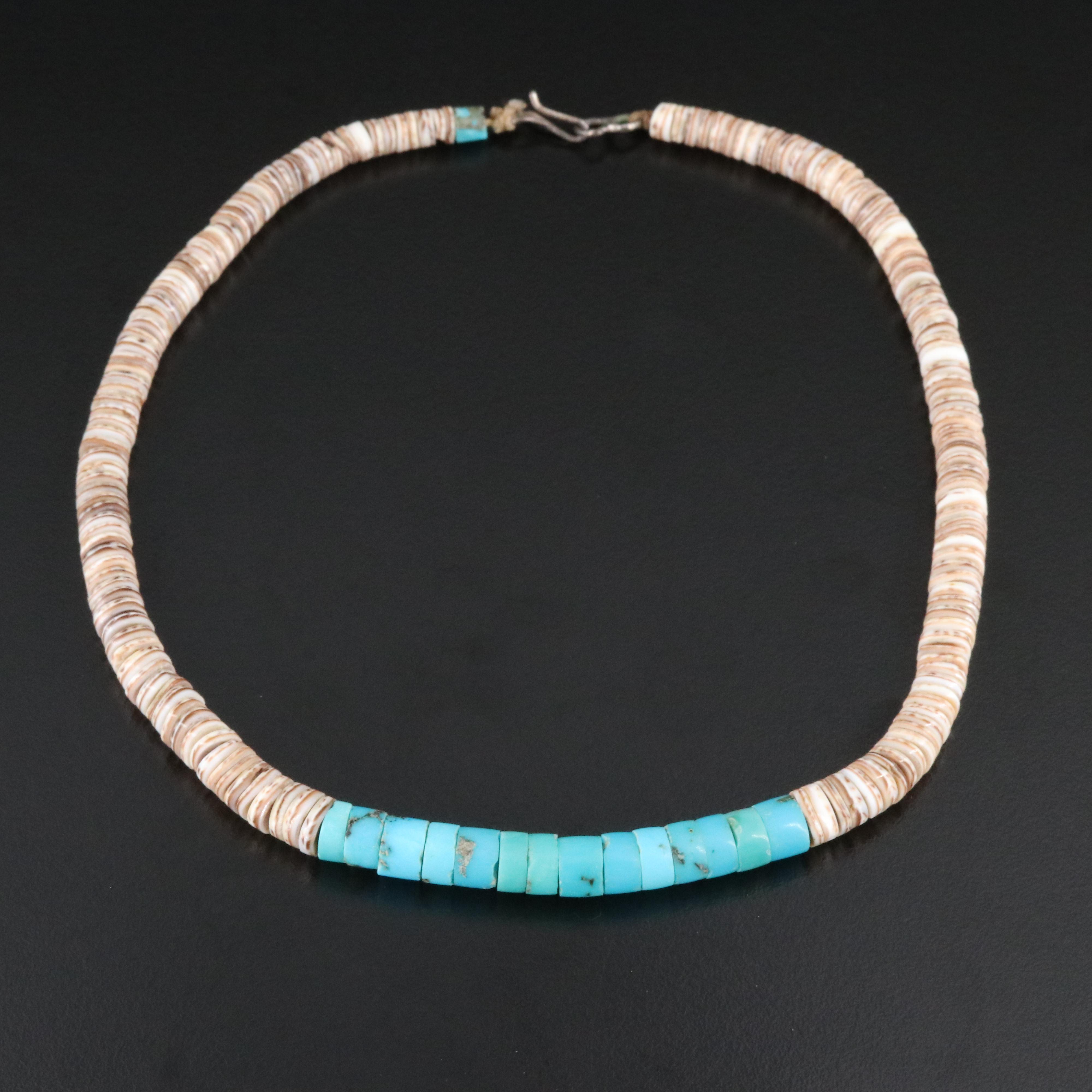 Turquoise and Shell Heishi Necklace