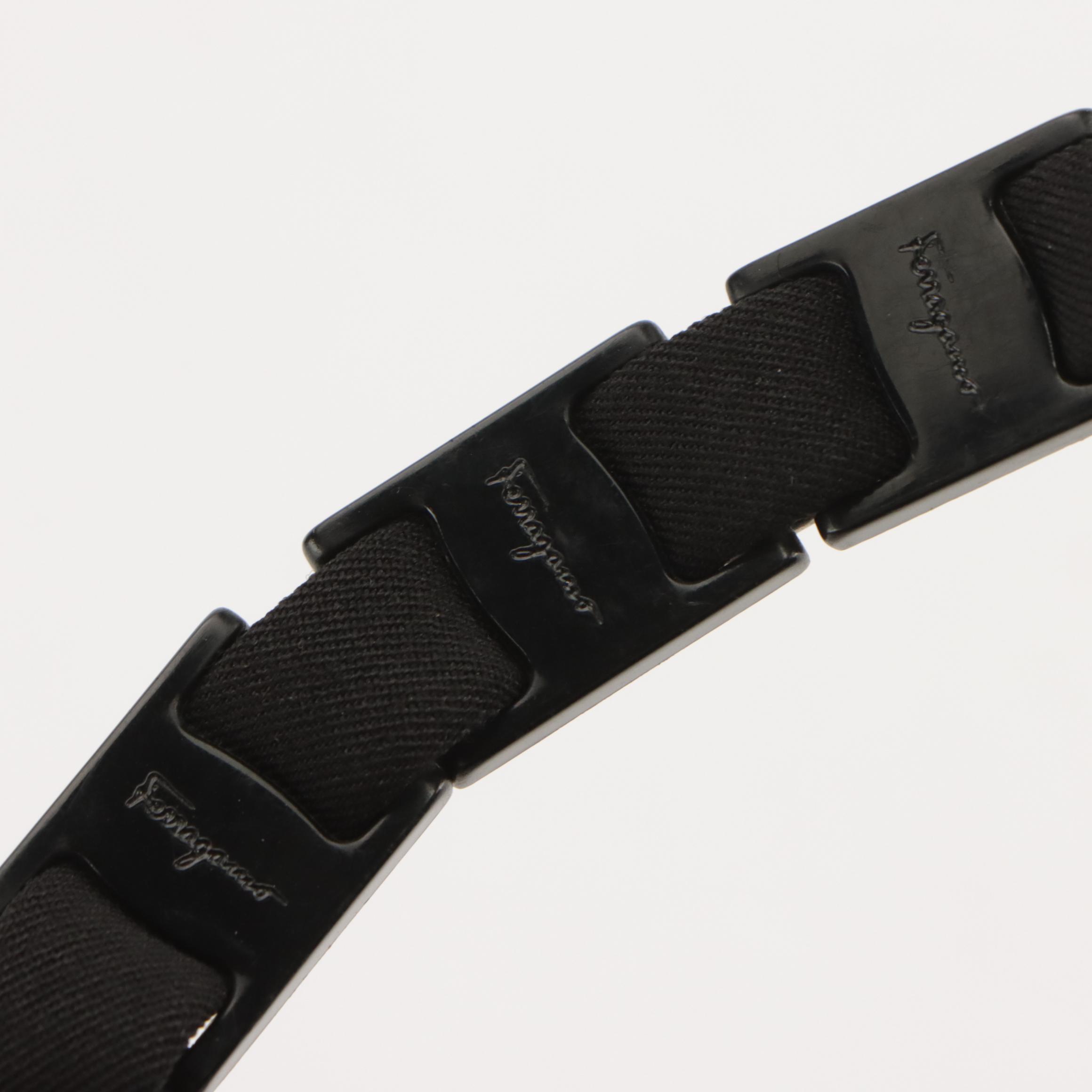 Salvatore Ferragamo Mini Vara Chain Handbag in Black Nylon Canvas