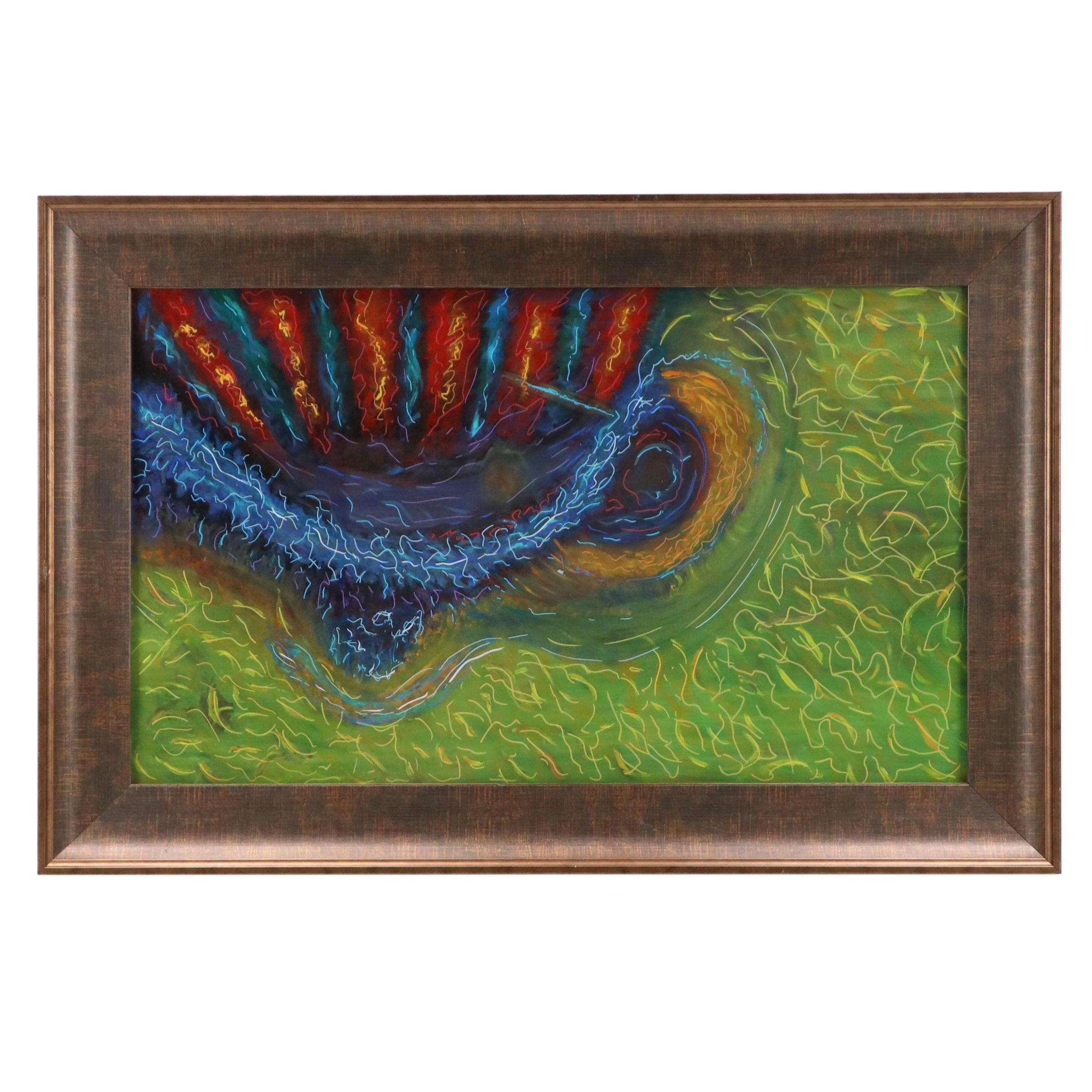 Gary E. Cornwell Abstract Mixed Media Painting "Mind's Eye," 2023