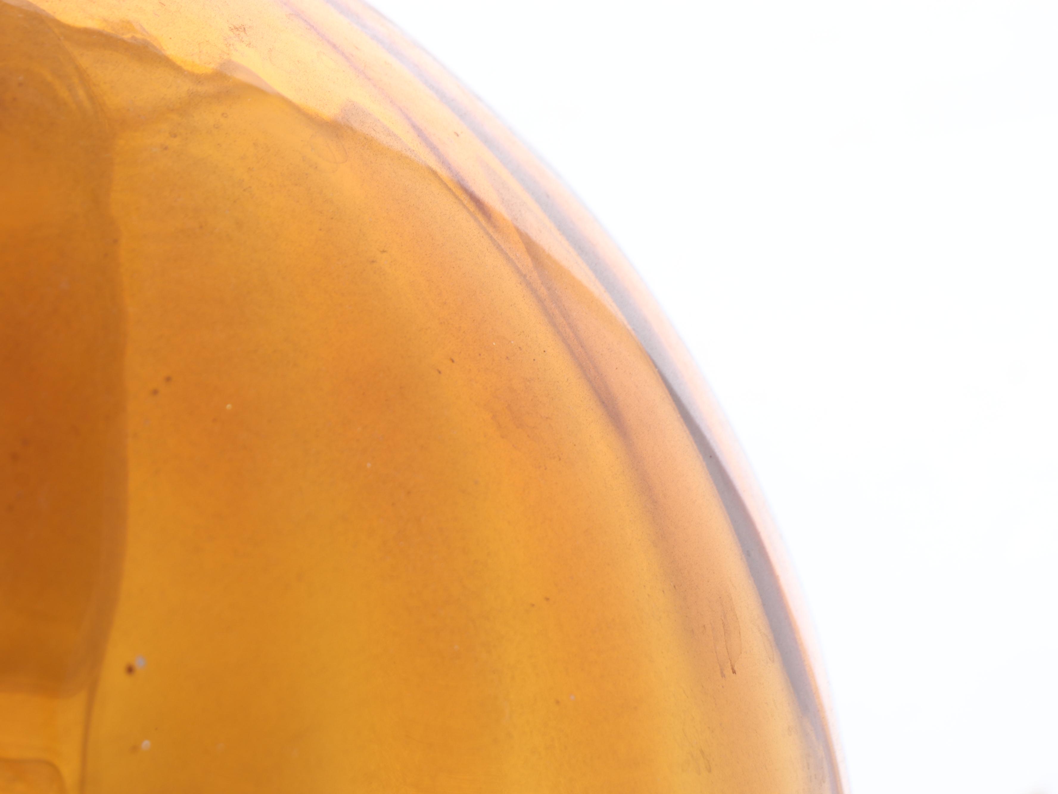 Garden Amber Glass Gazing Ball with Metal Acanthus Leaf Stand