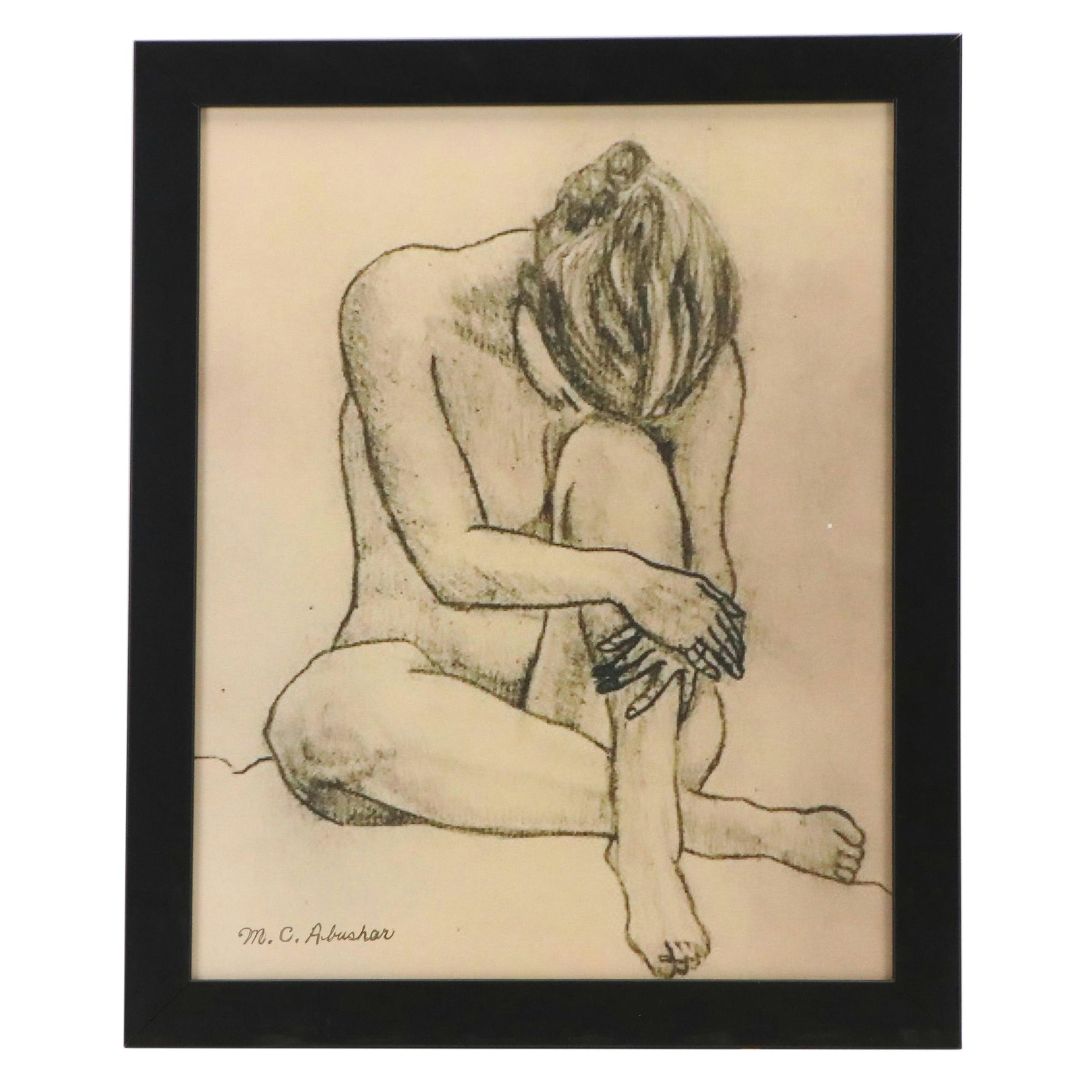 M.C. Abushar Digital Print "Sitting Nude Model," 21st Century