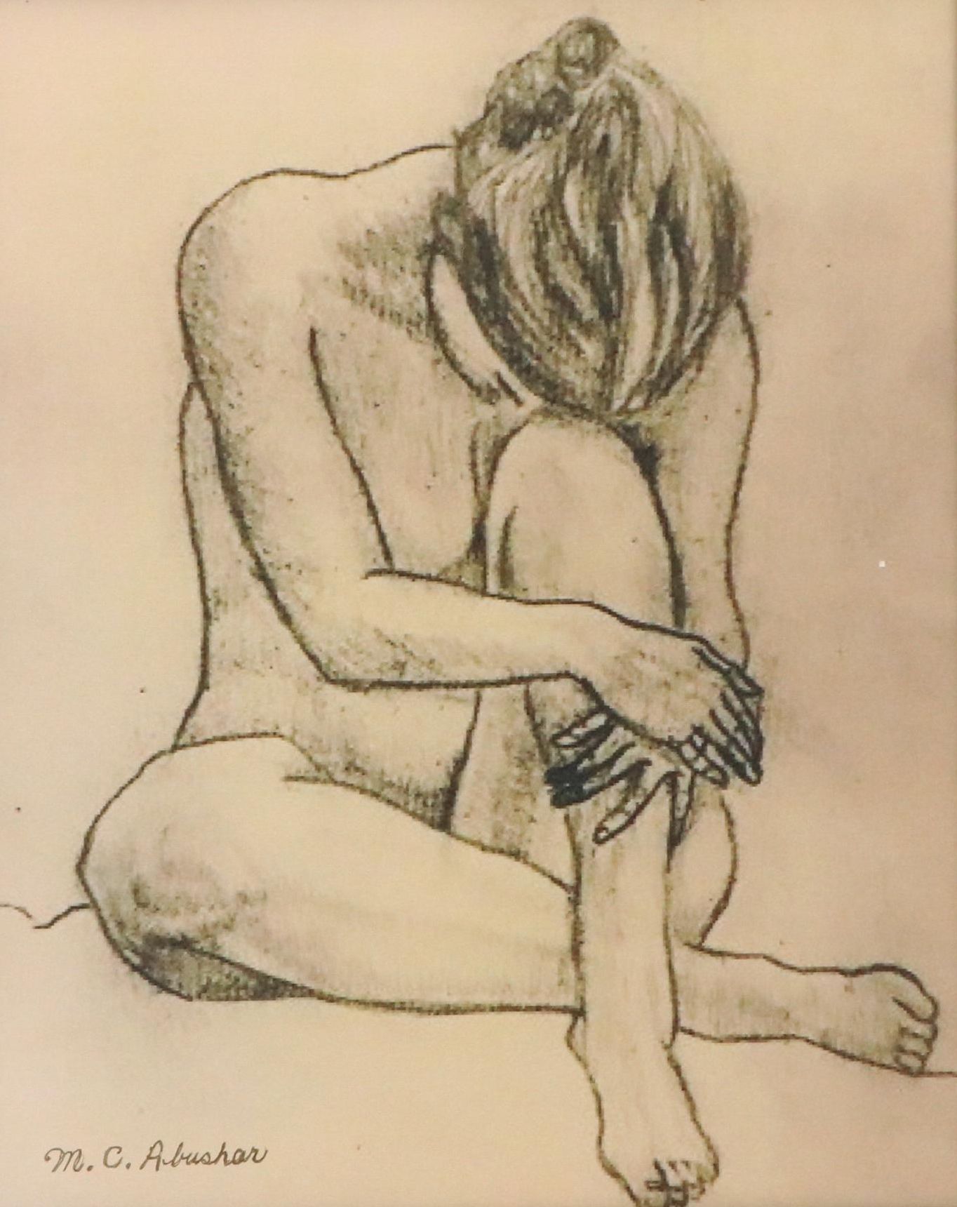 M.C. Abushar Digital Print "Sitting Nude Model," 21st Century