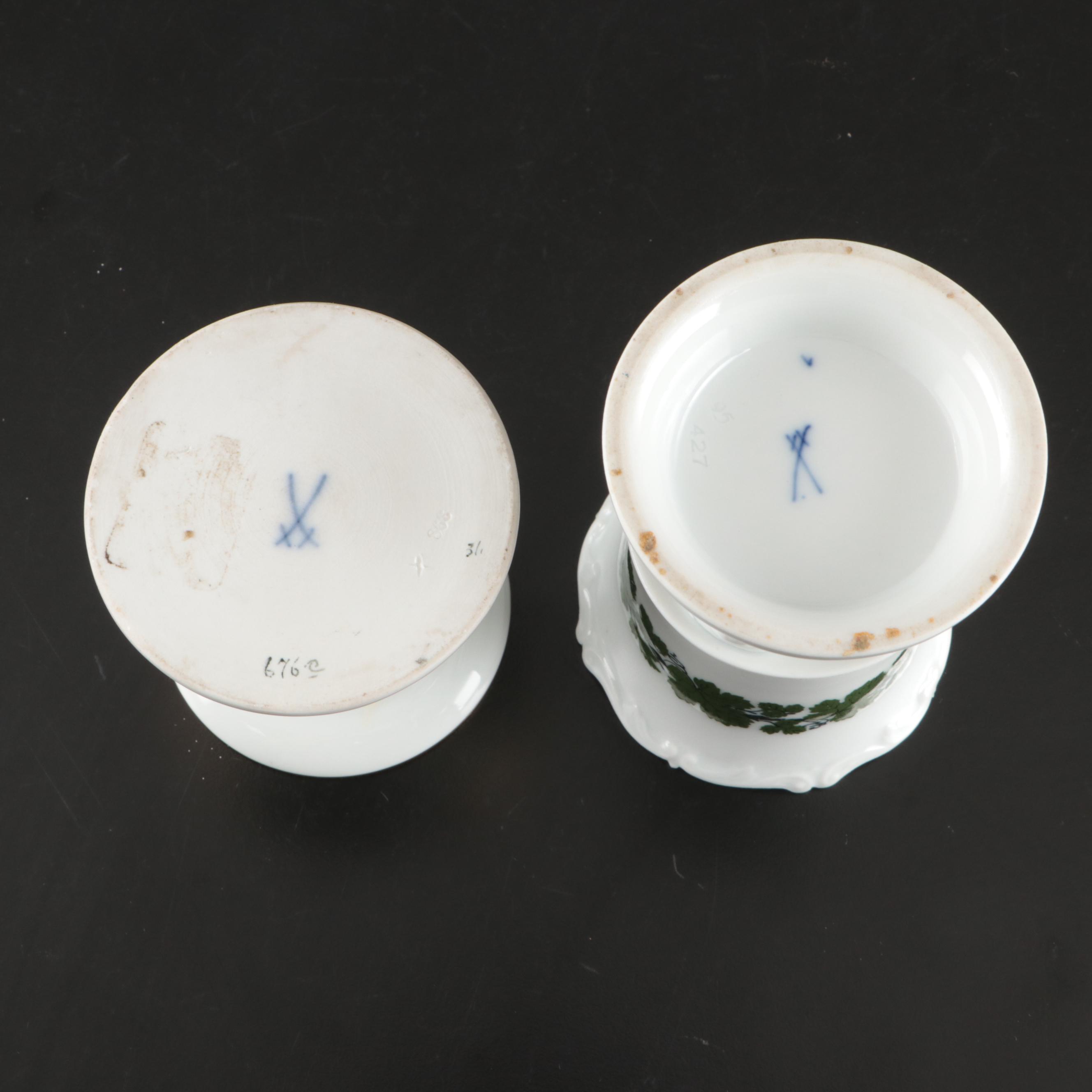 Meissen "Ornate Dragon" Desk Set with "Full Green Vine" Urn Shaped Vase