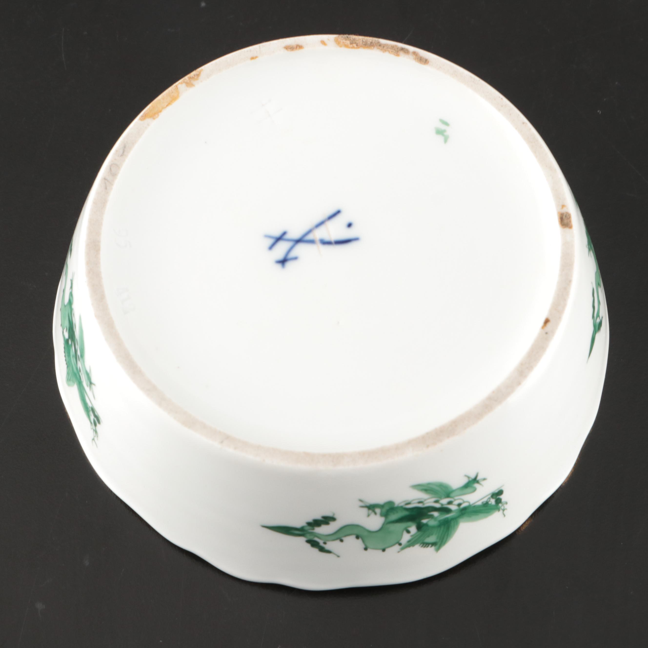 Meissen "Ornate Dragon" Desk Set with "Full Green Vine" Urn Shaped Vase