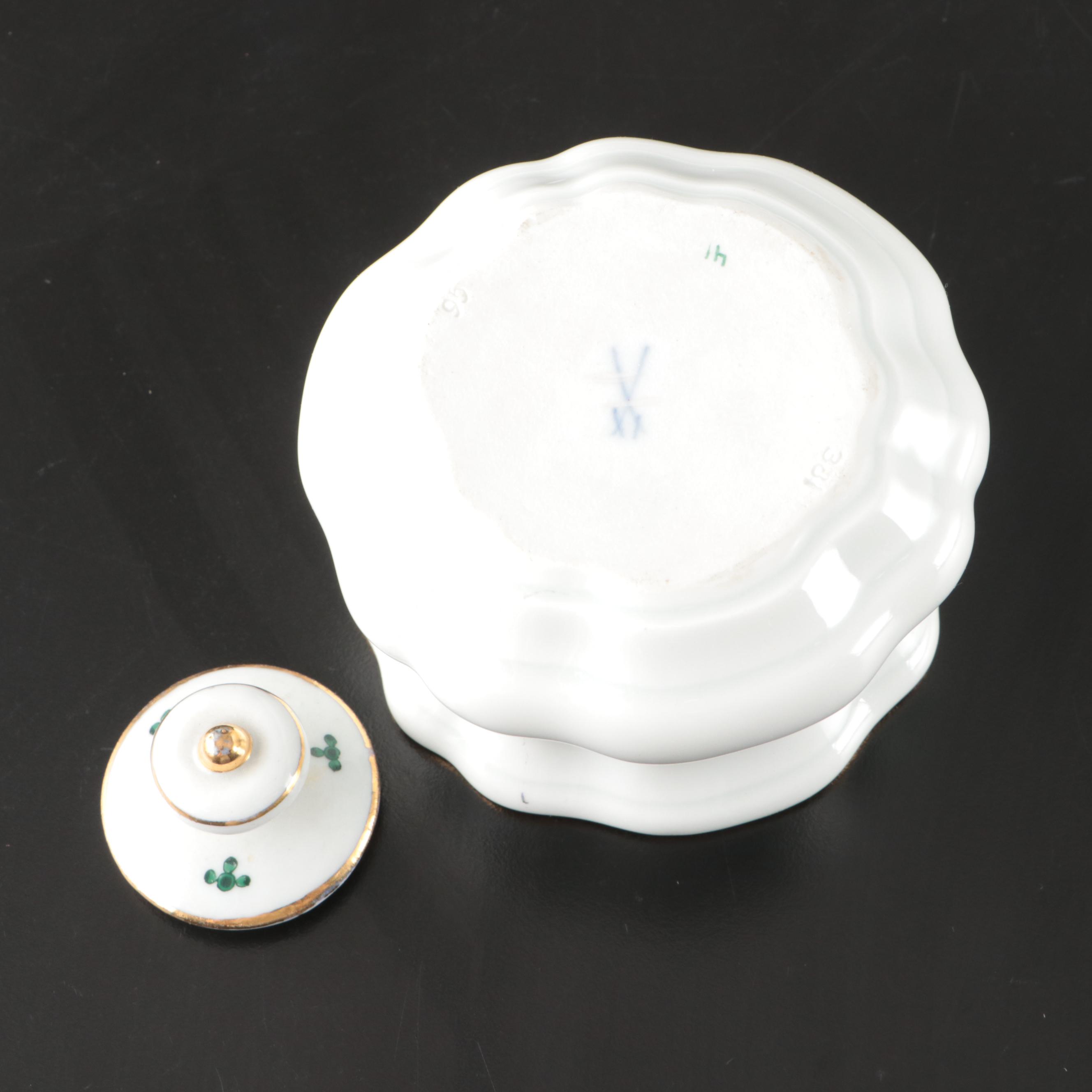 Meissen "Ornate Dragon" Desk Set with "Full Green Vine" Urn Shaped Vase