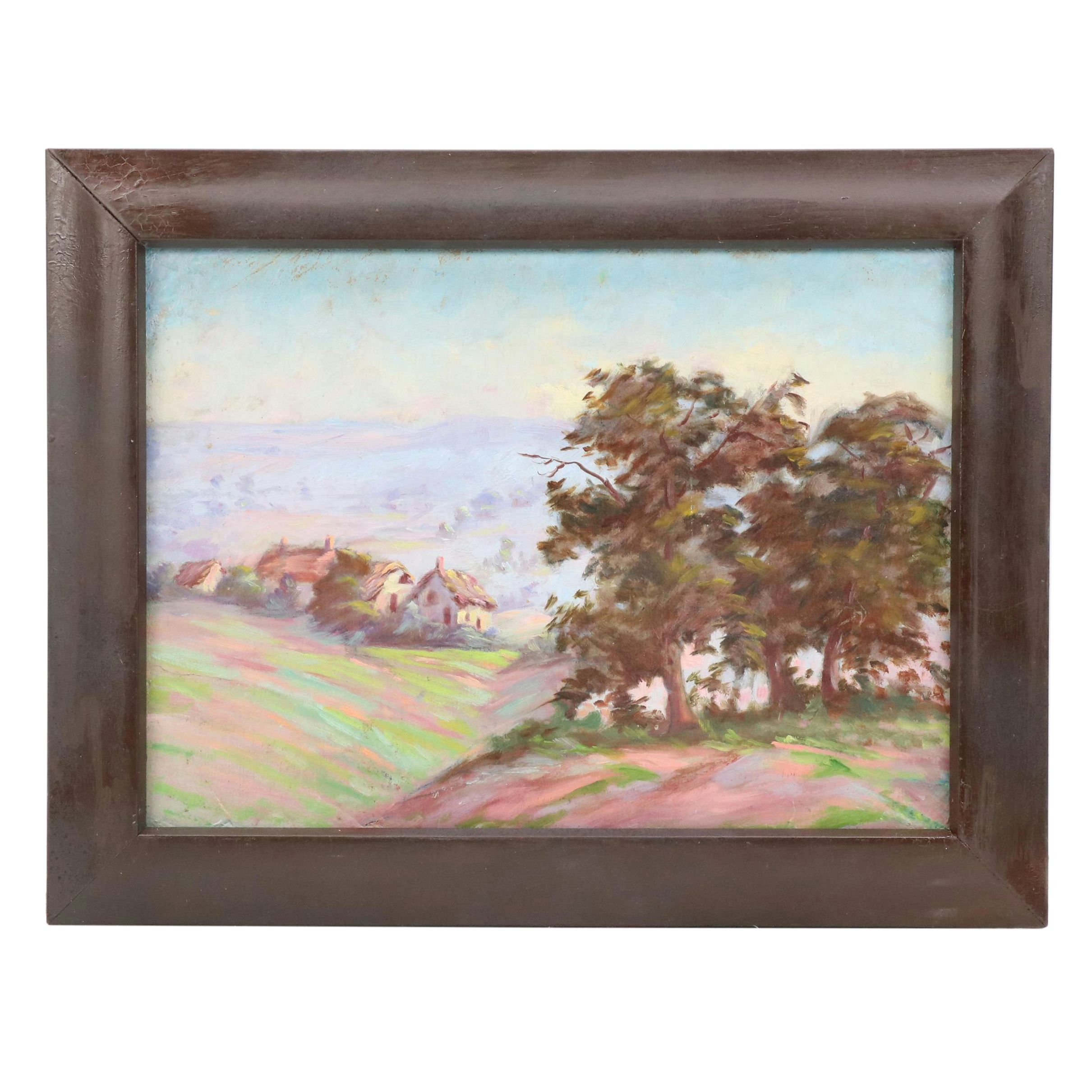 Jeanne Reimbolt French Countryside Landscape Oil Painting, Early 20th Century