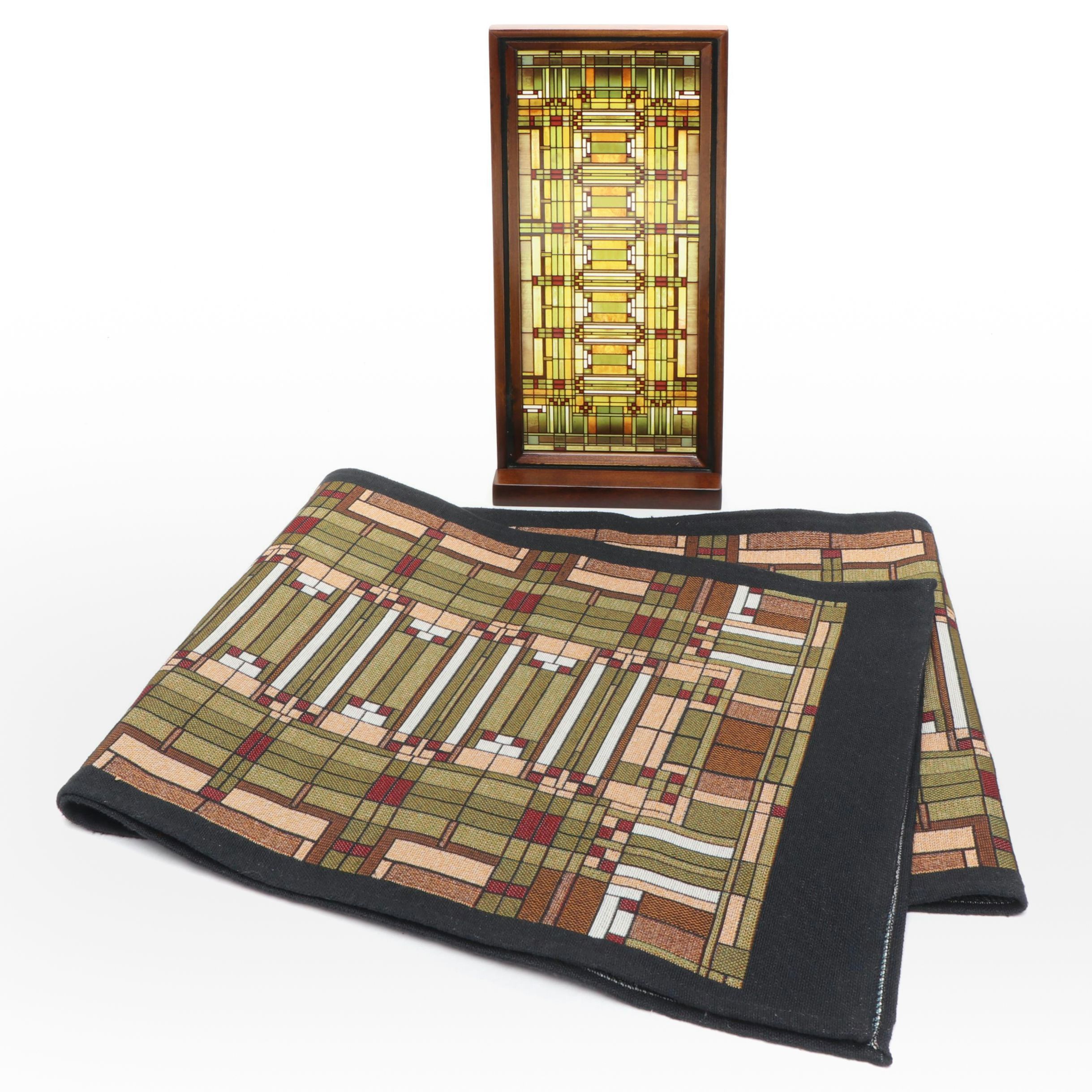 Prairie Style Transfer Print Panel After Frank Lloyd Wright, Tapestry Runner