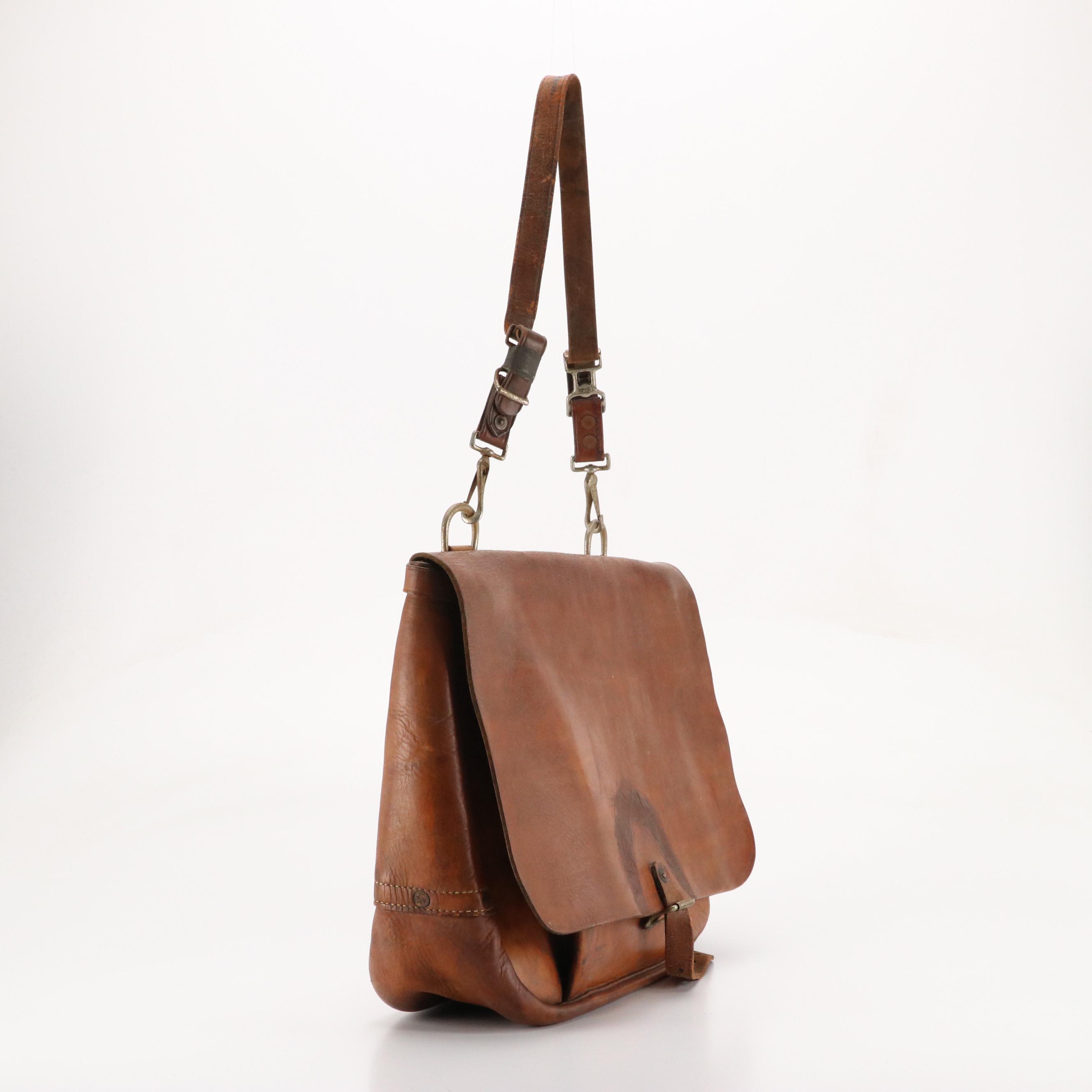 Bona Allen Inc. U.S. Mail Service Navy Division Messenger Bag in Brown Leather