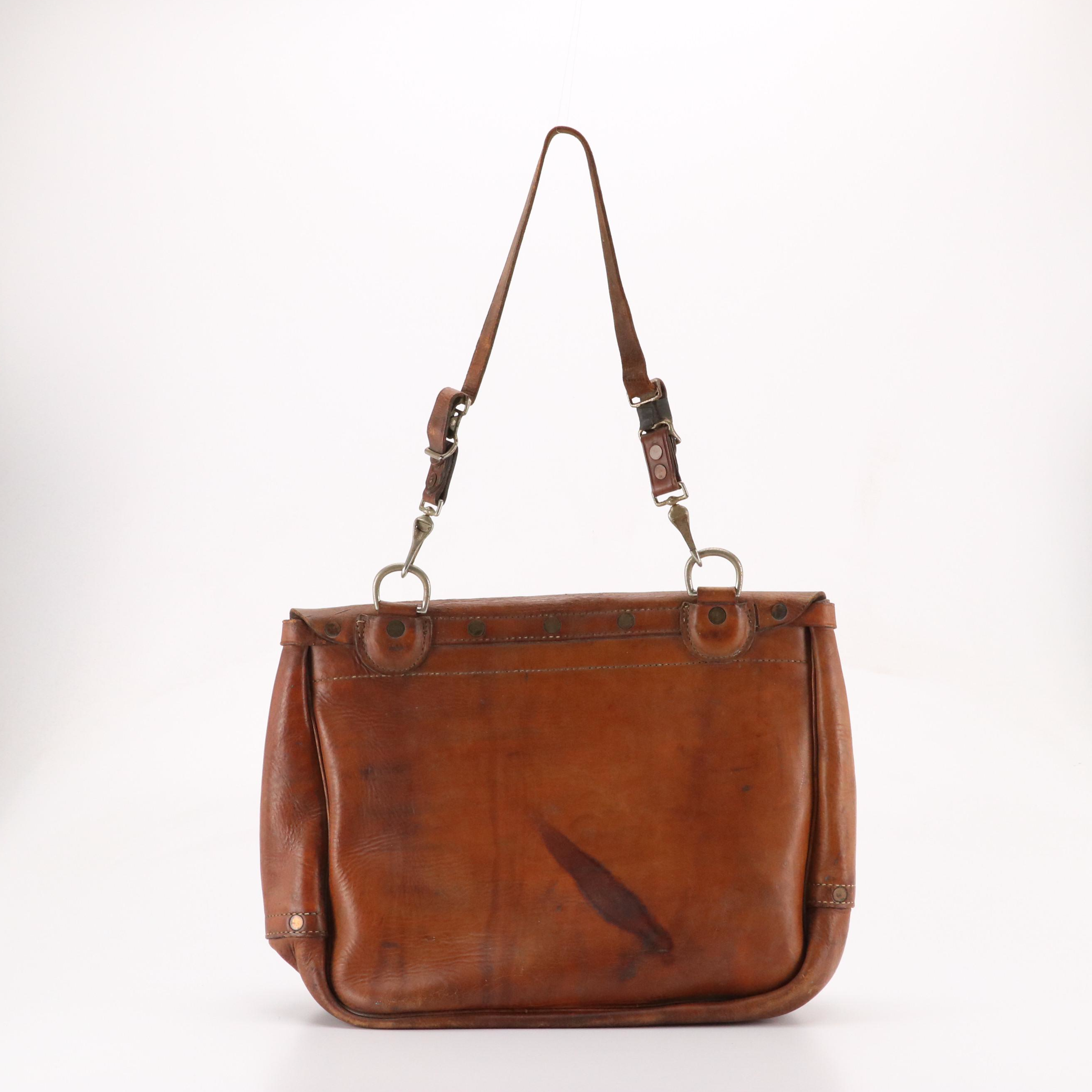 Bona Allen Inc. U.S. Mail Service Navy Division Messenger Bag in Brown Leather