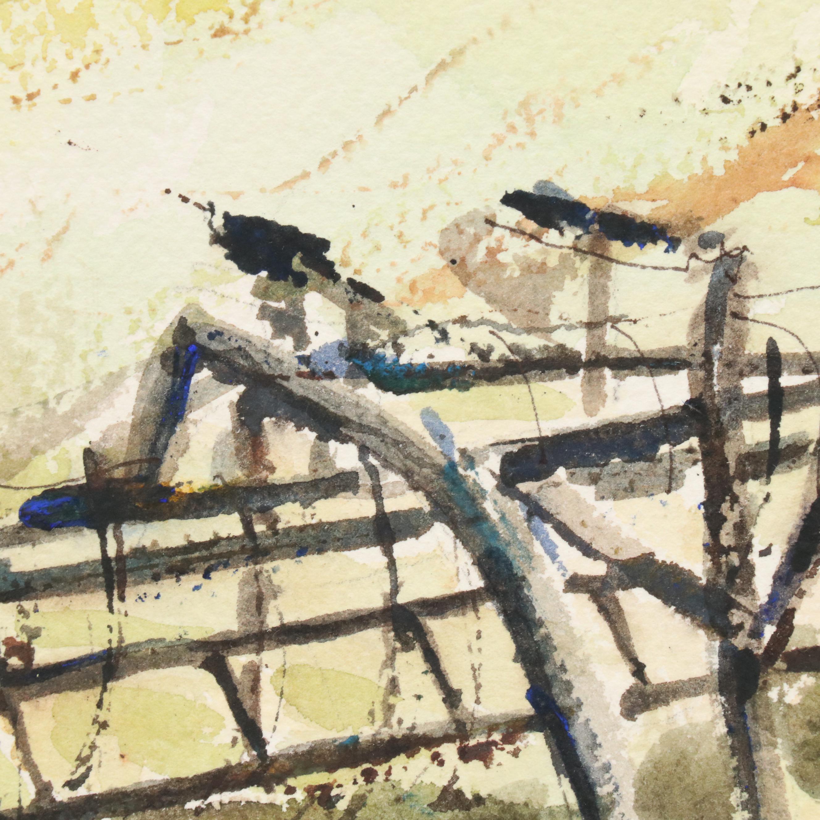 William Welch Farm Landscape Watercolor Painting, 1982