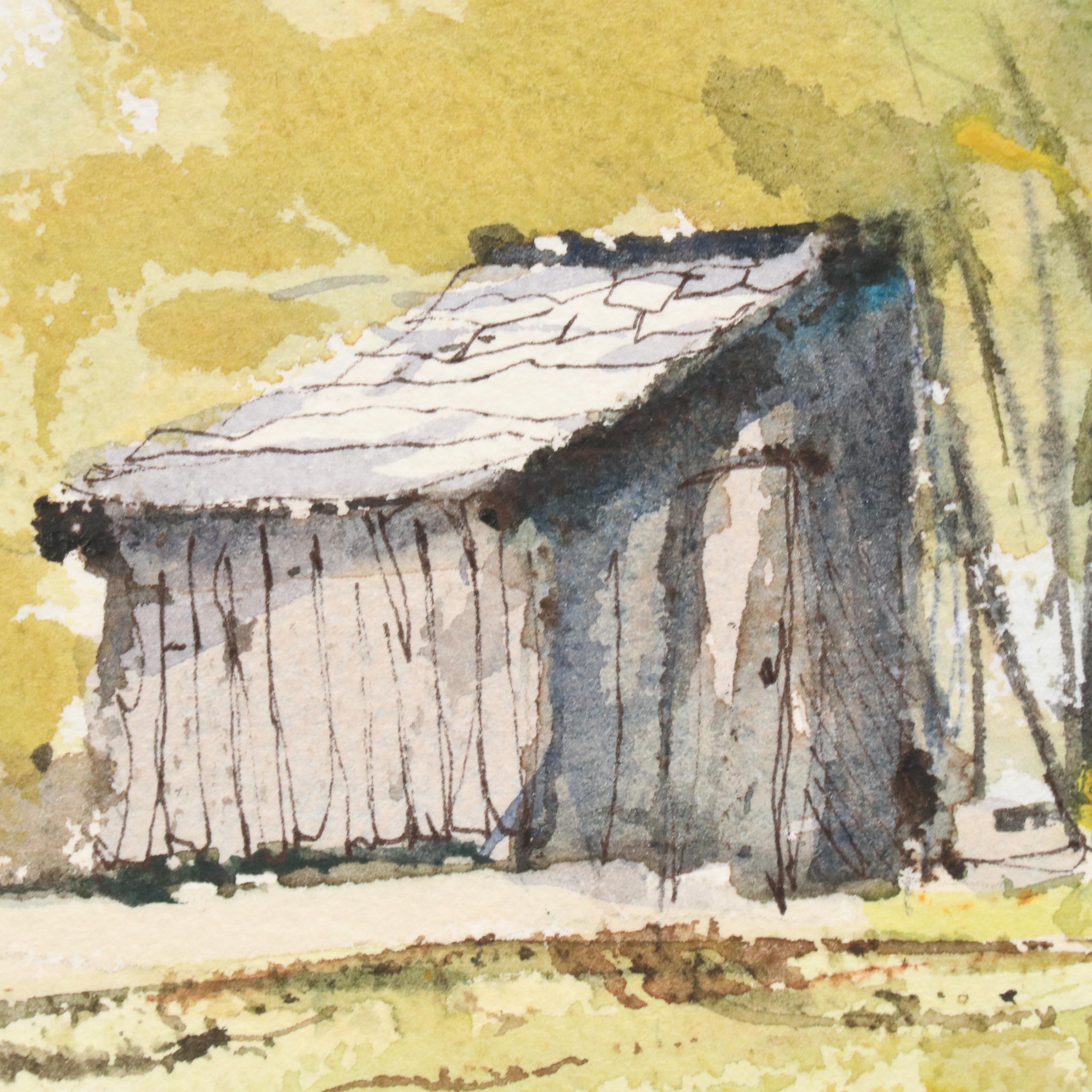 William Welch Farm Landscape Watercolor Painting, 1982