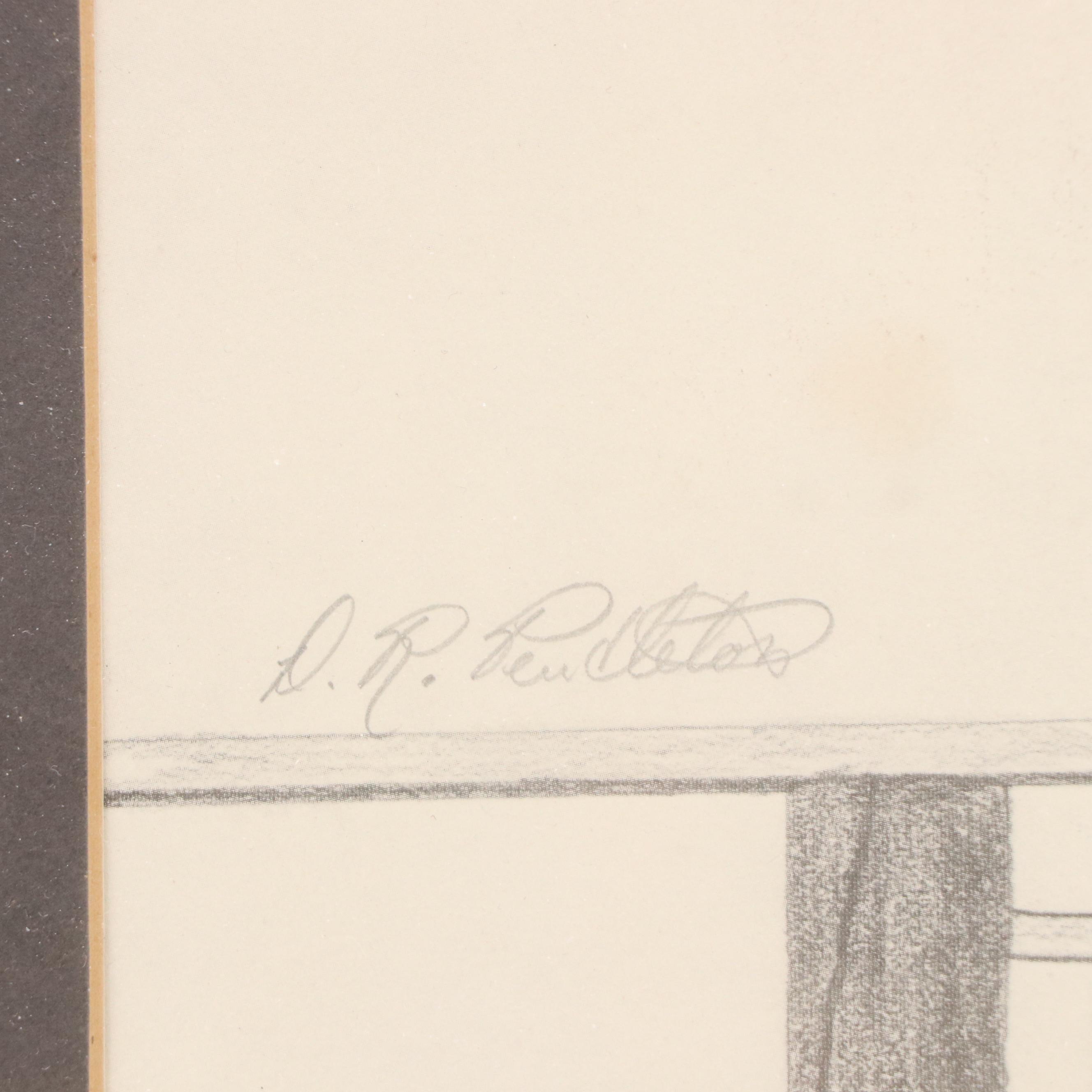 Western Genre Offset Lithographs of Cowboys Seated on a Fence