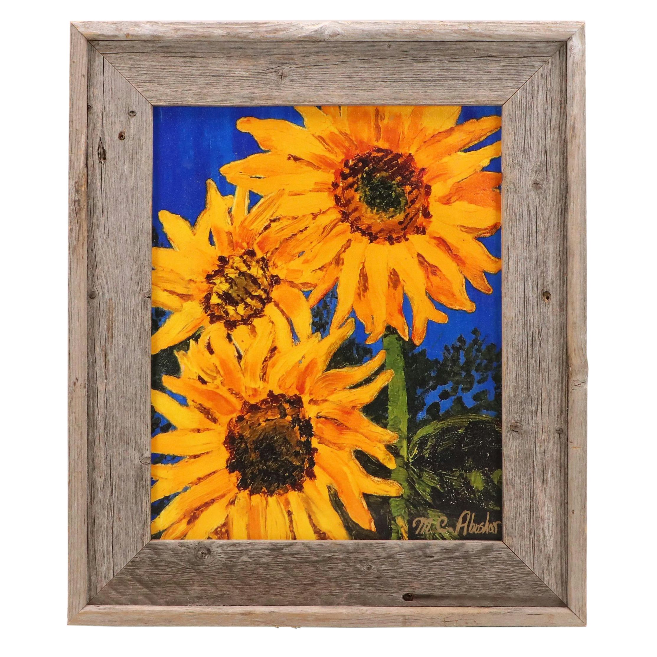 M.C. Abushar Digital Print "Three Sunflowers," 21st Century