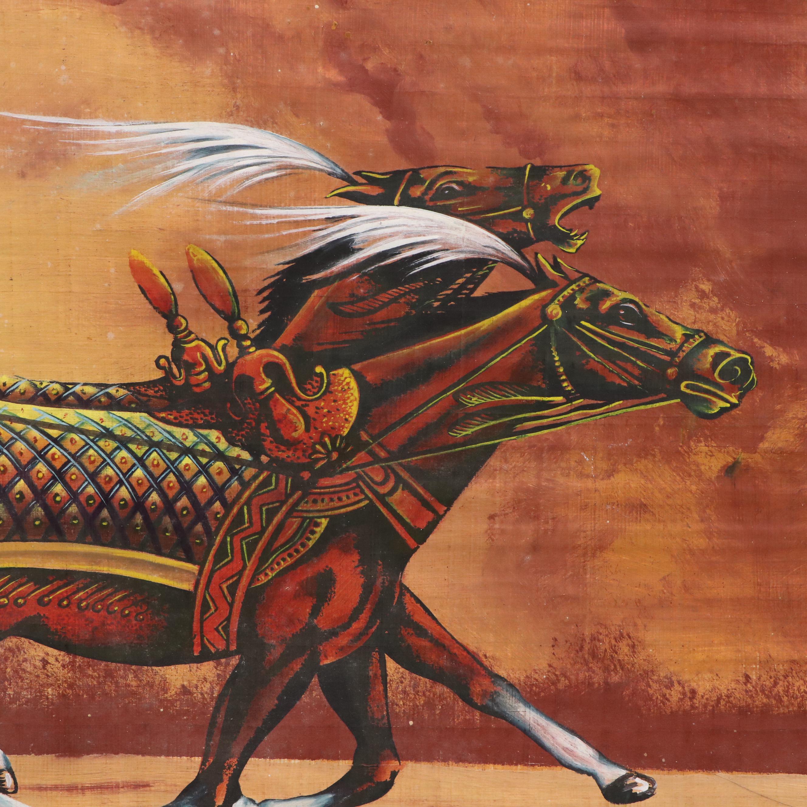 Gouache Painting of Pharaoh Thutmose III on Chariot, 21st Century