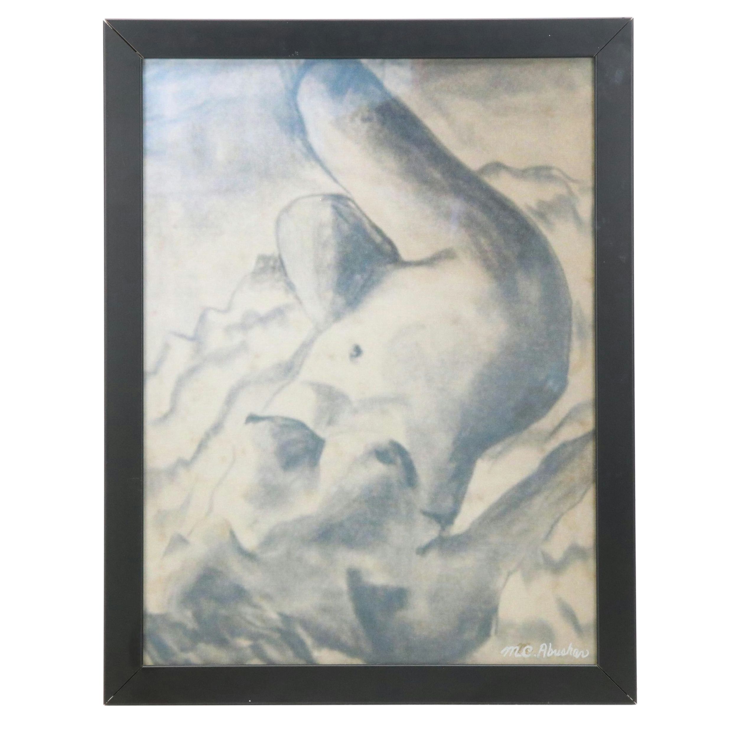 M.C. Abushar Figural Giclée on Canvas of Female Nude