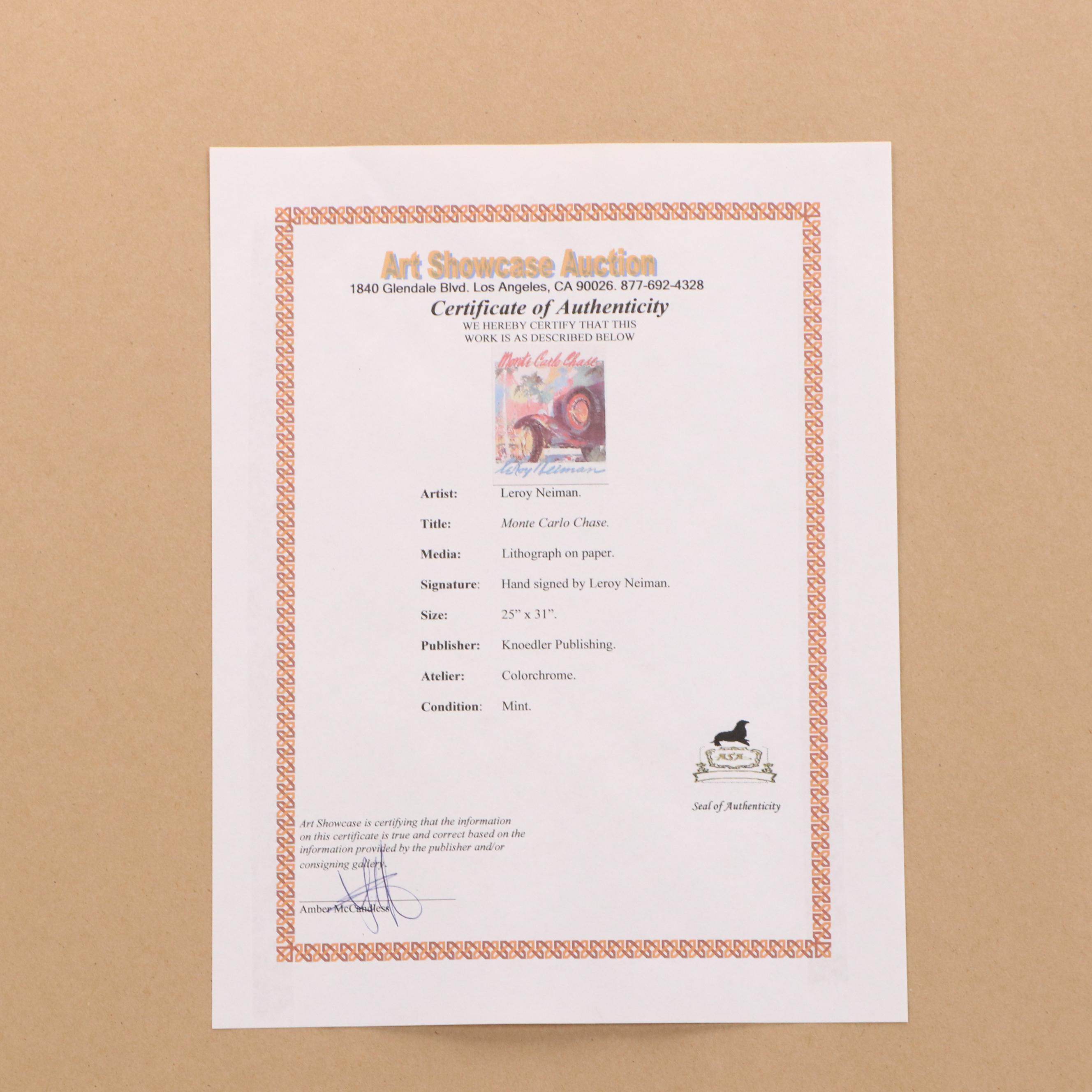 LeRoy Neiman Offset Lithograph "Monte Carlo Chase"