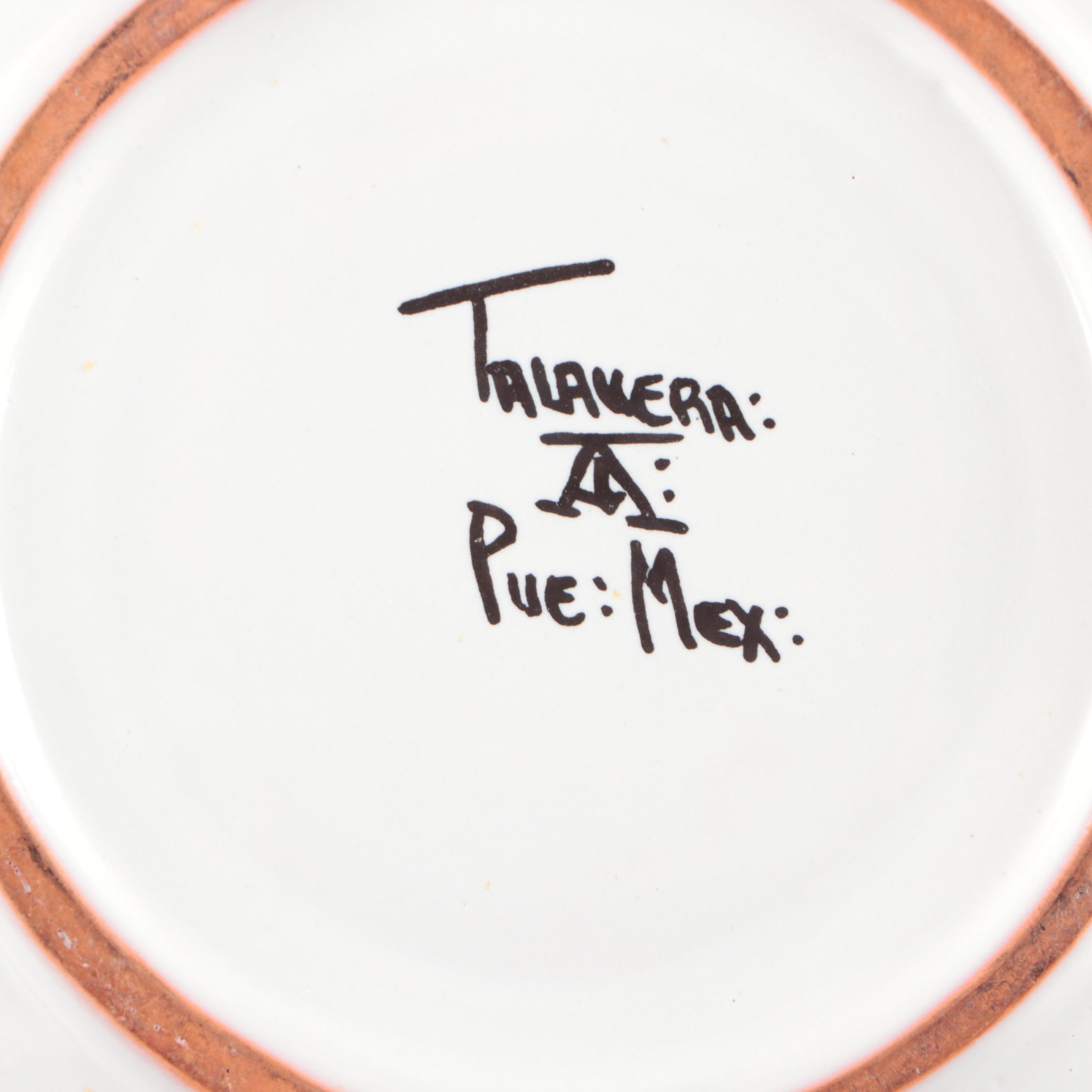 Mexican Talavera Plate with Hand-Painted Ceramic Utensil Holder and More