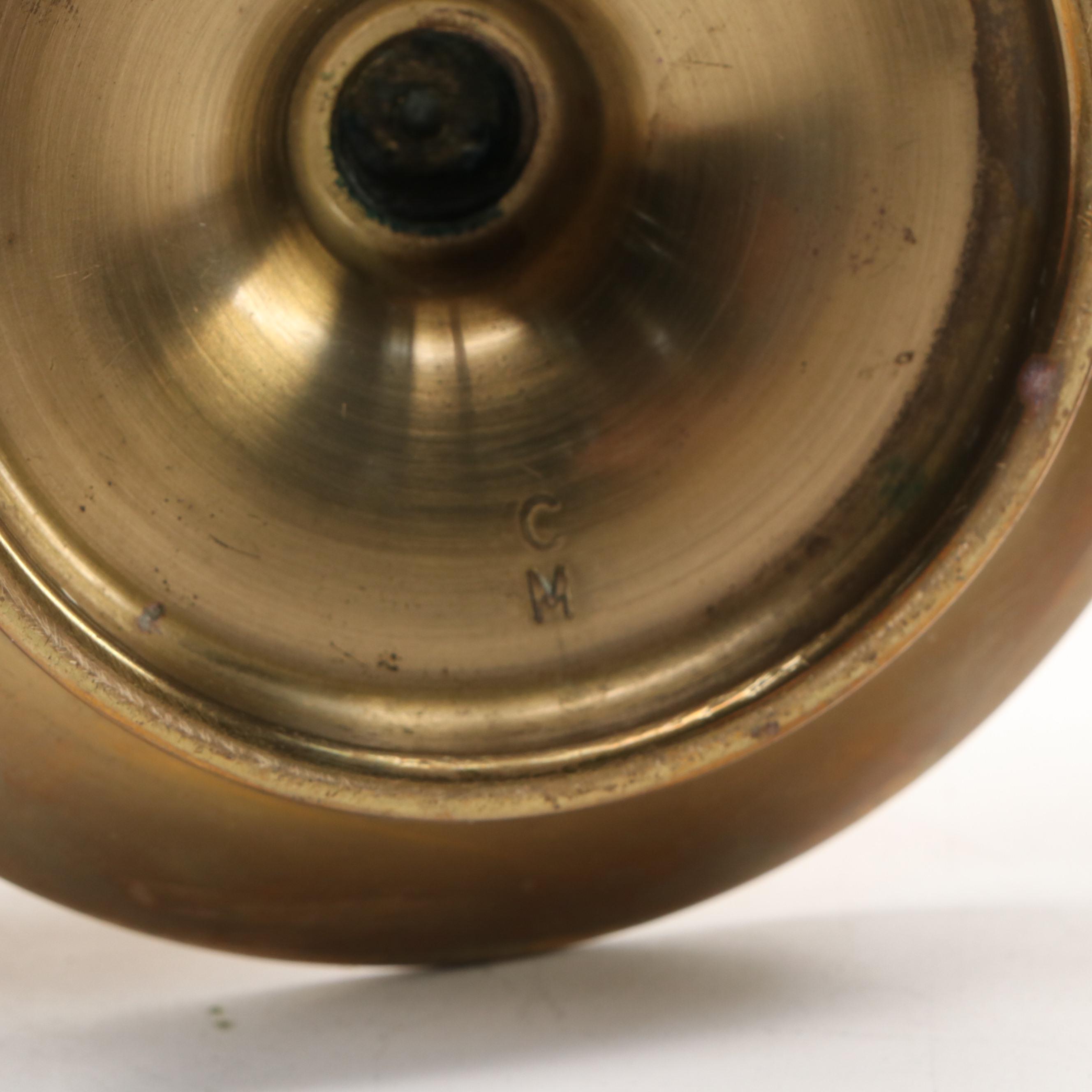 Federal Style Push-Up Chamberstick with Other Brass Candlesticks