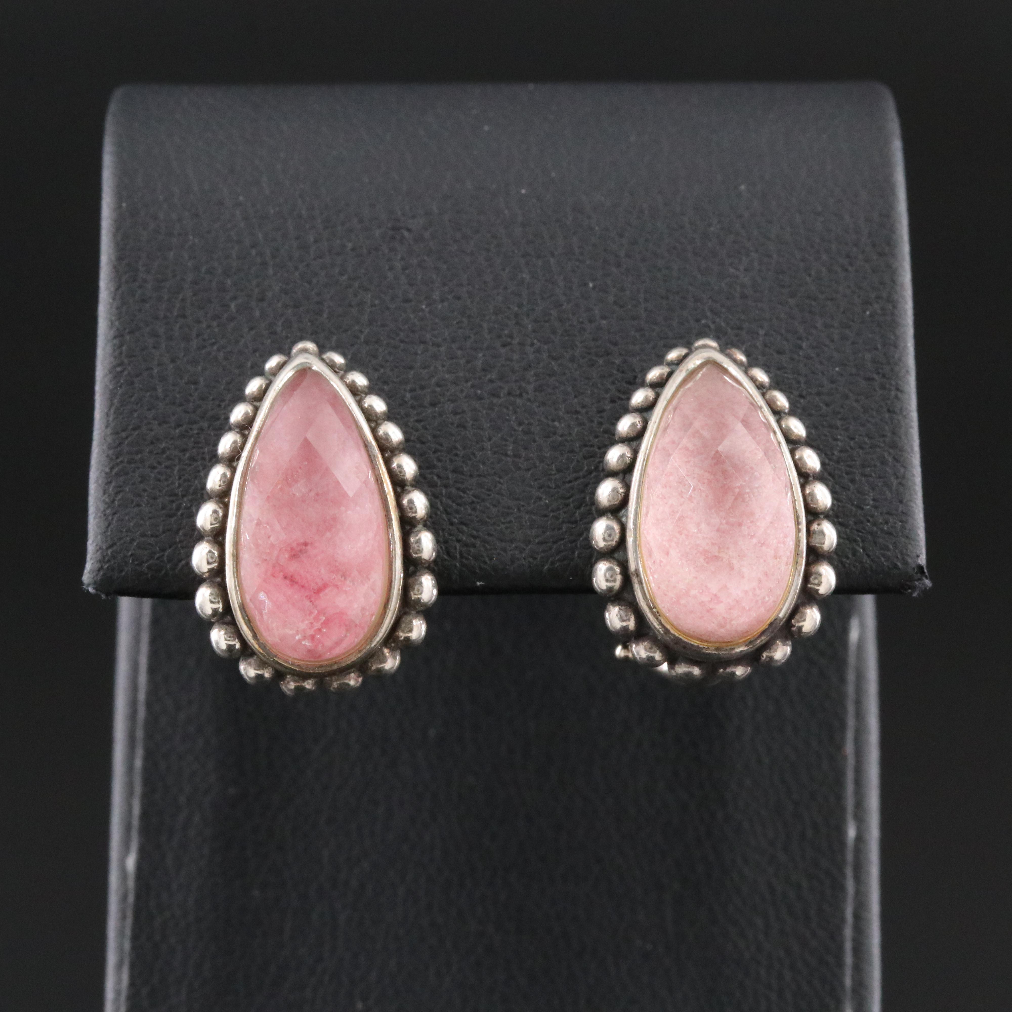 Lagos Maya Sterling Rock Crystal and Rhodonite Earrings