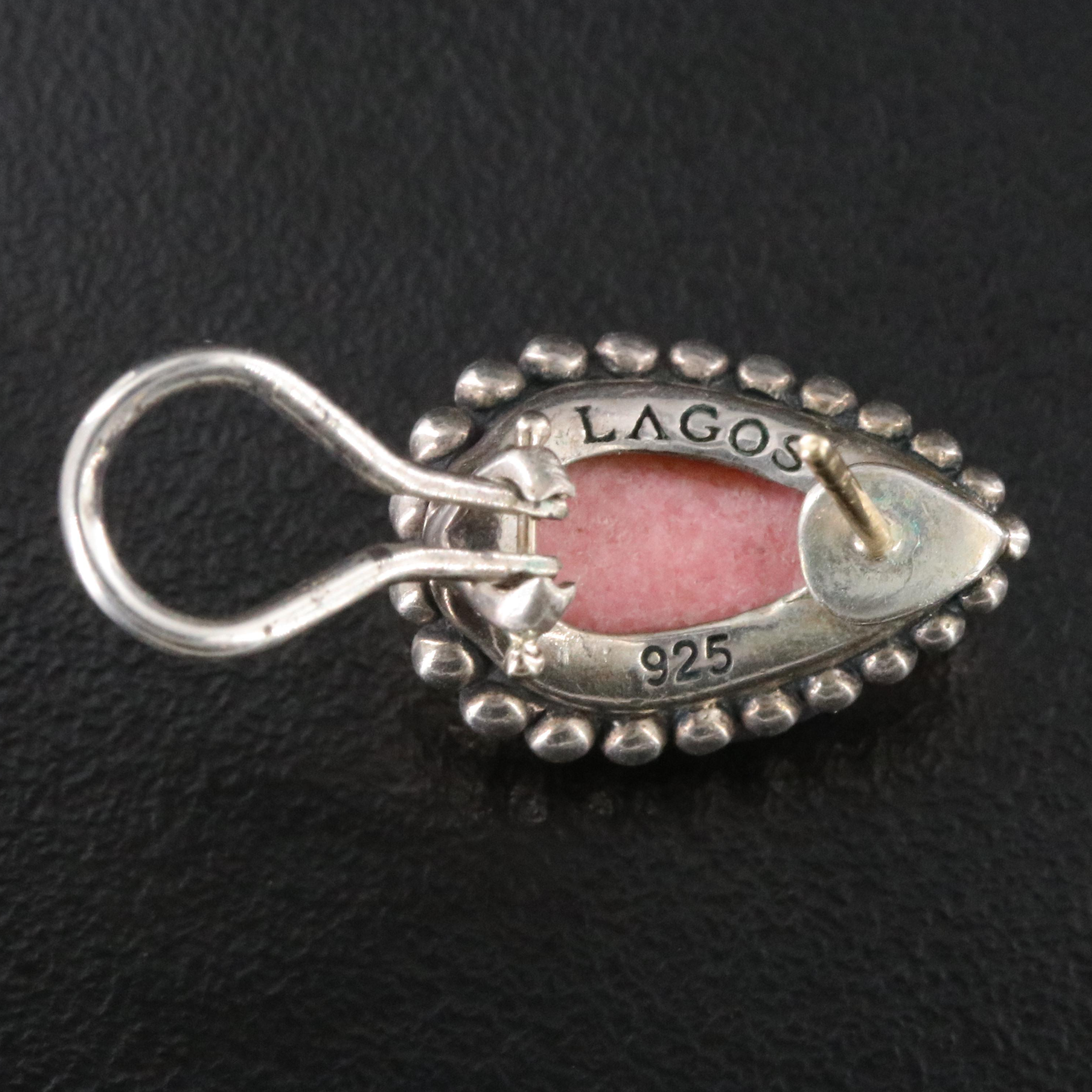 Lagos Maya Sterling Rock Crystal and Rhodonite Earrings