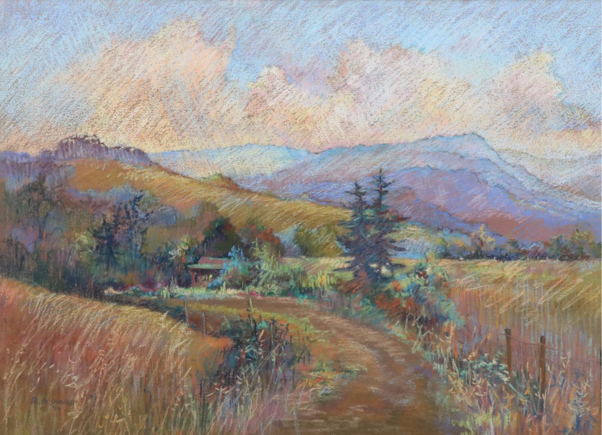 Marianna McDonald Pastel Landscape Drawing "Piney Woods," 1986