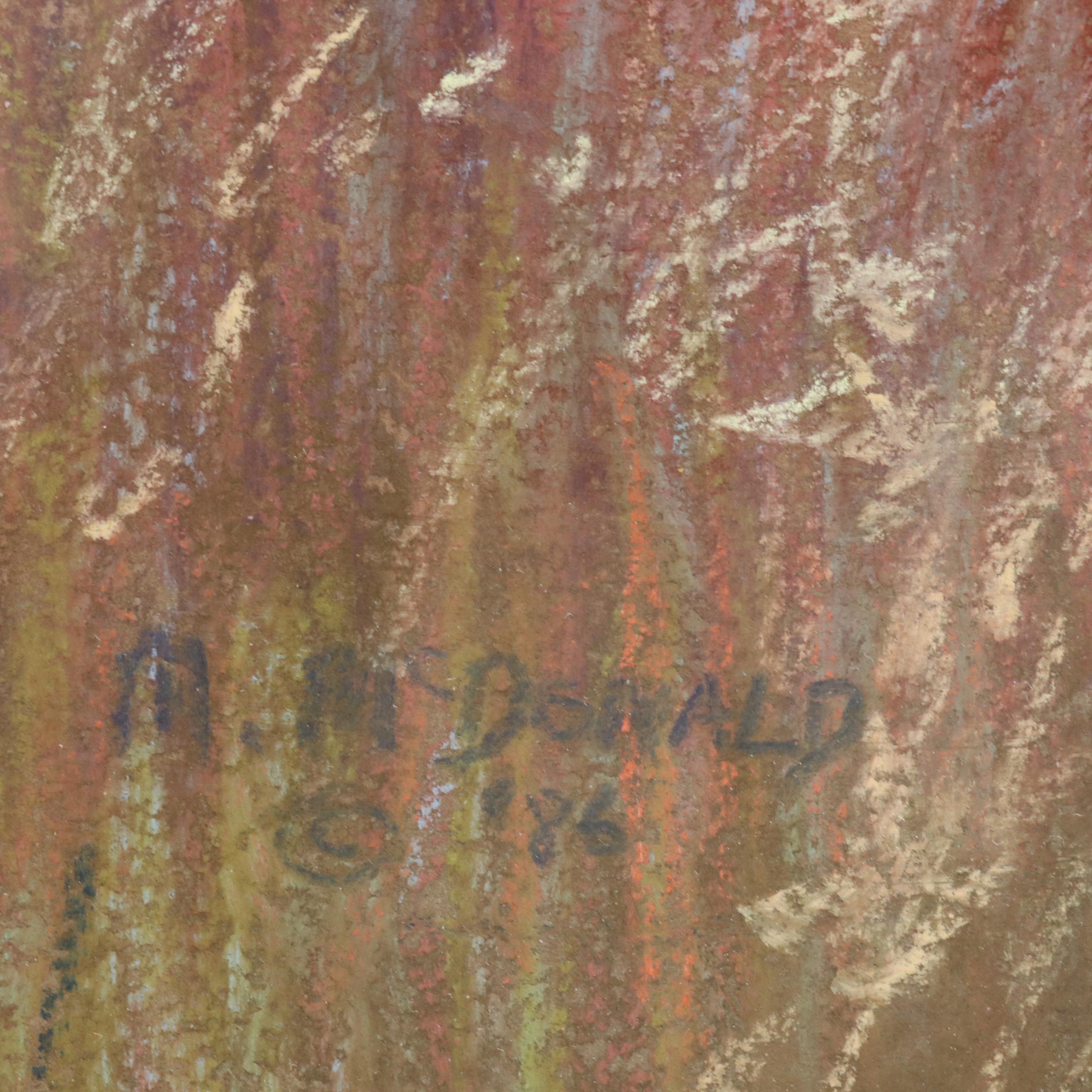 Marianna McDonald Pastel Landscape Drawing "Piney Woods," 1986