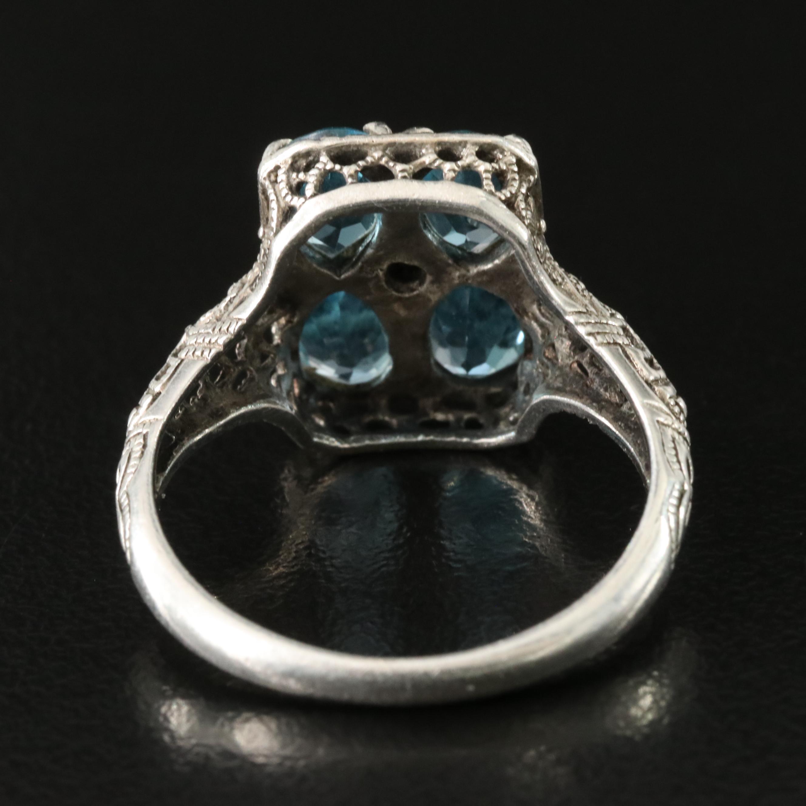 Sterling Blue Topaz and Diamond Ring