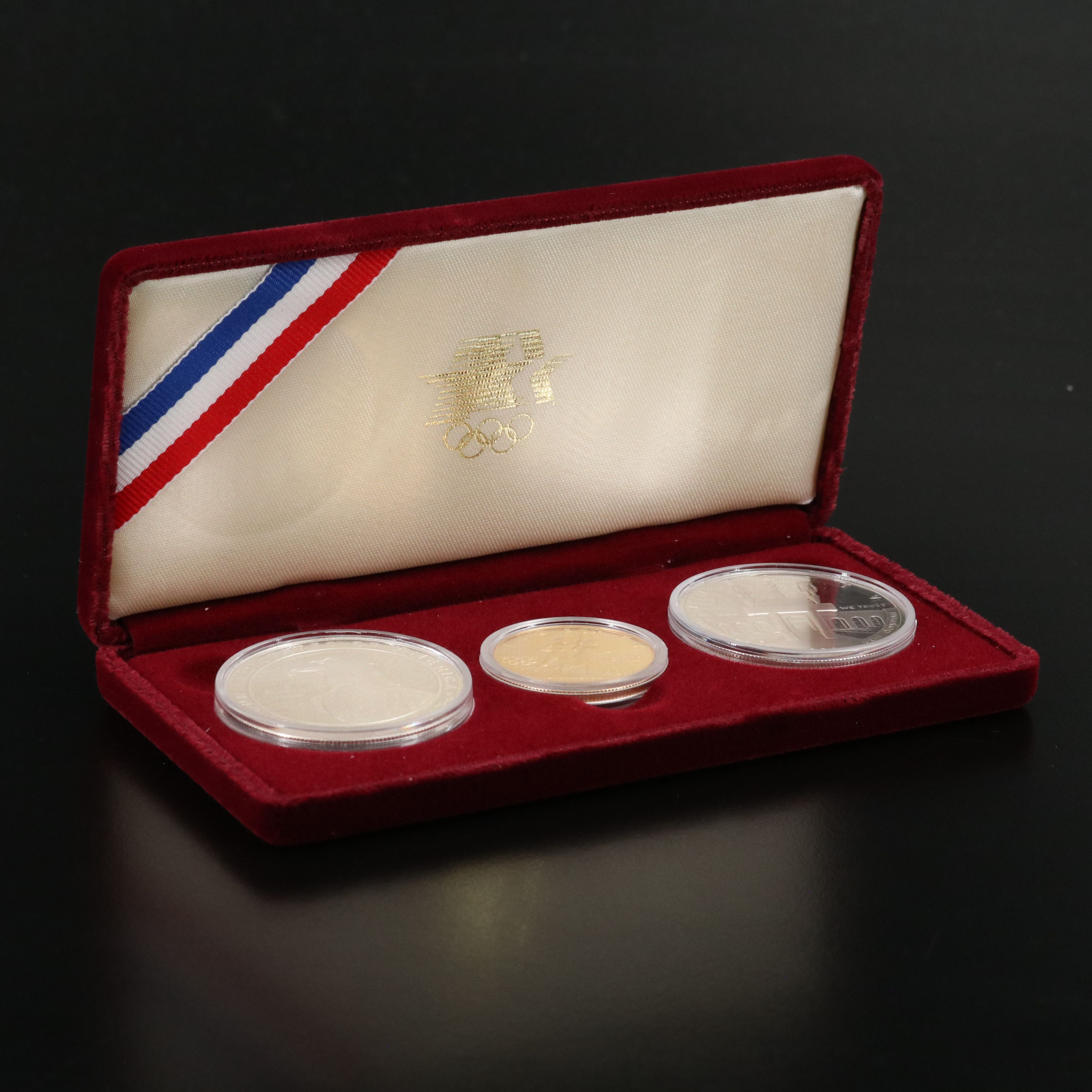 1984 3-Coin Gold and Silver Commemorative Proof Set, Los Angeles Olympics