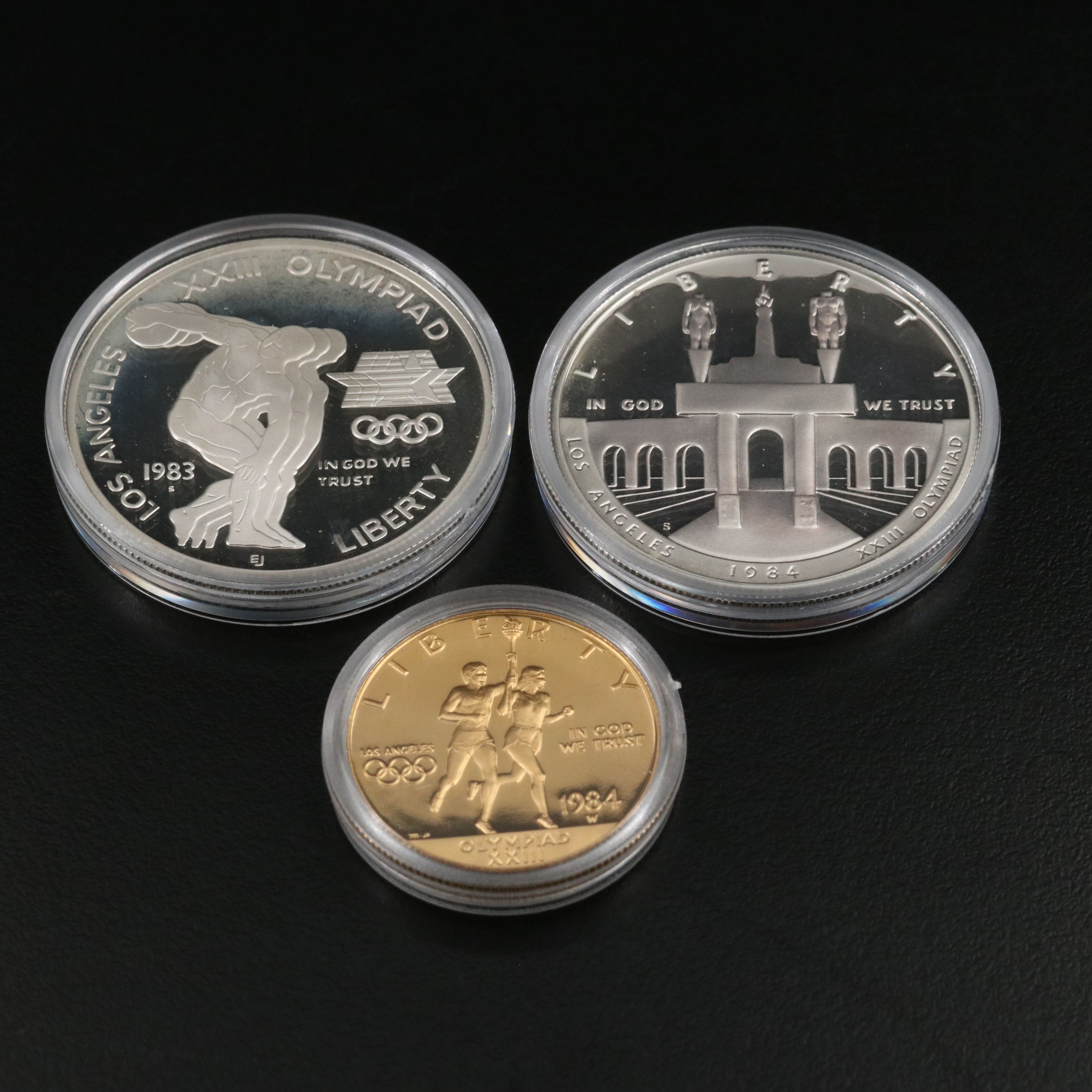 1984 3-Coin Gold and Silver Commemorative Proof Set, Los Angeles Olympics