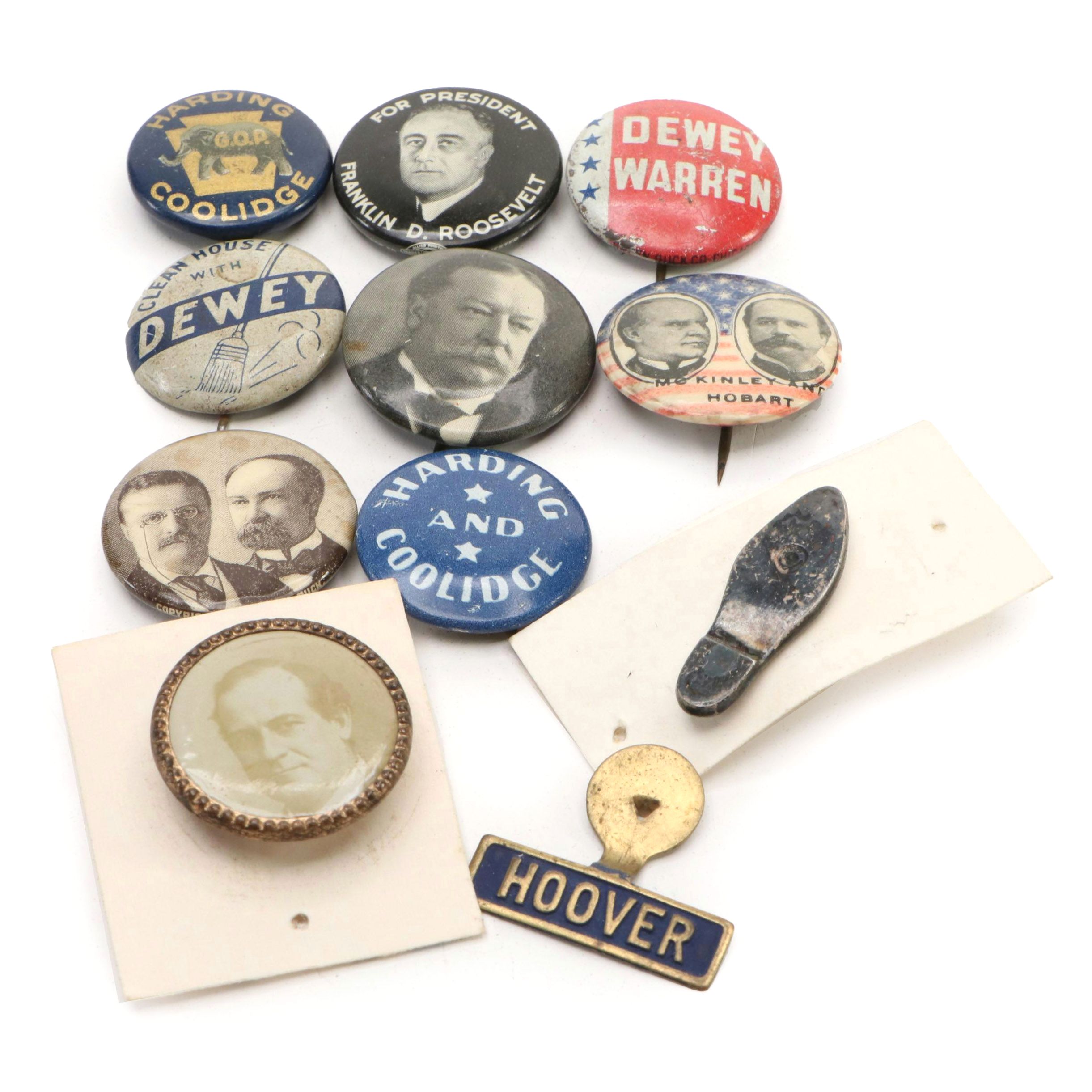 Theodore Roosevelt and William Howard Taft Portrait Pins with Other Pinbacks