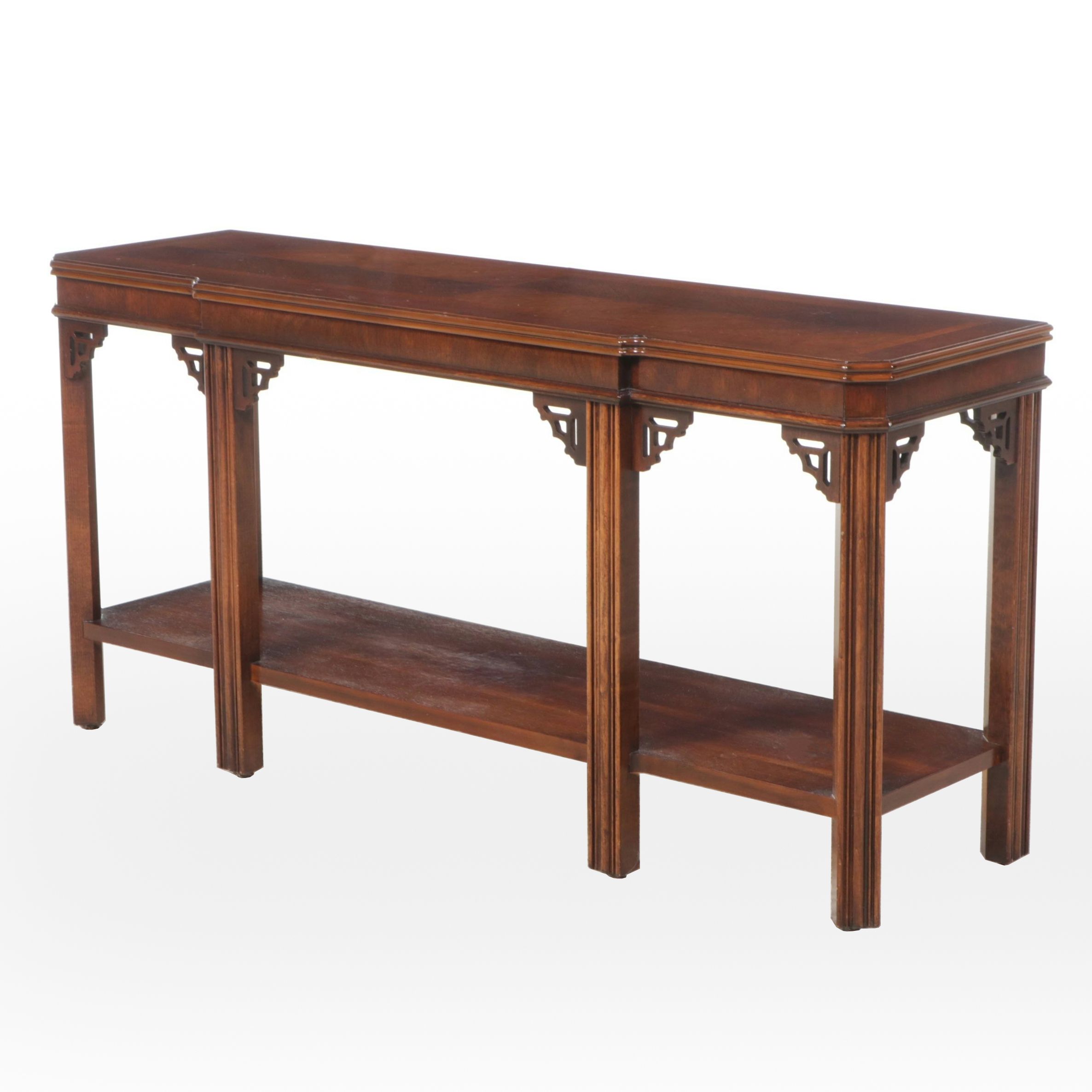 Lane Chippendale Style Mahogany Console Table, Late 20th Century