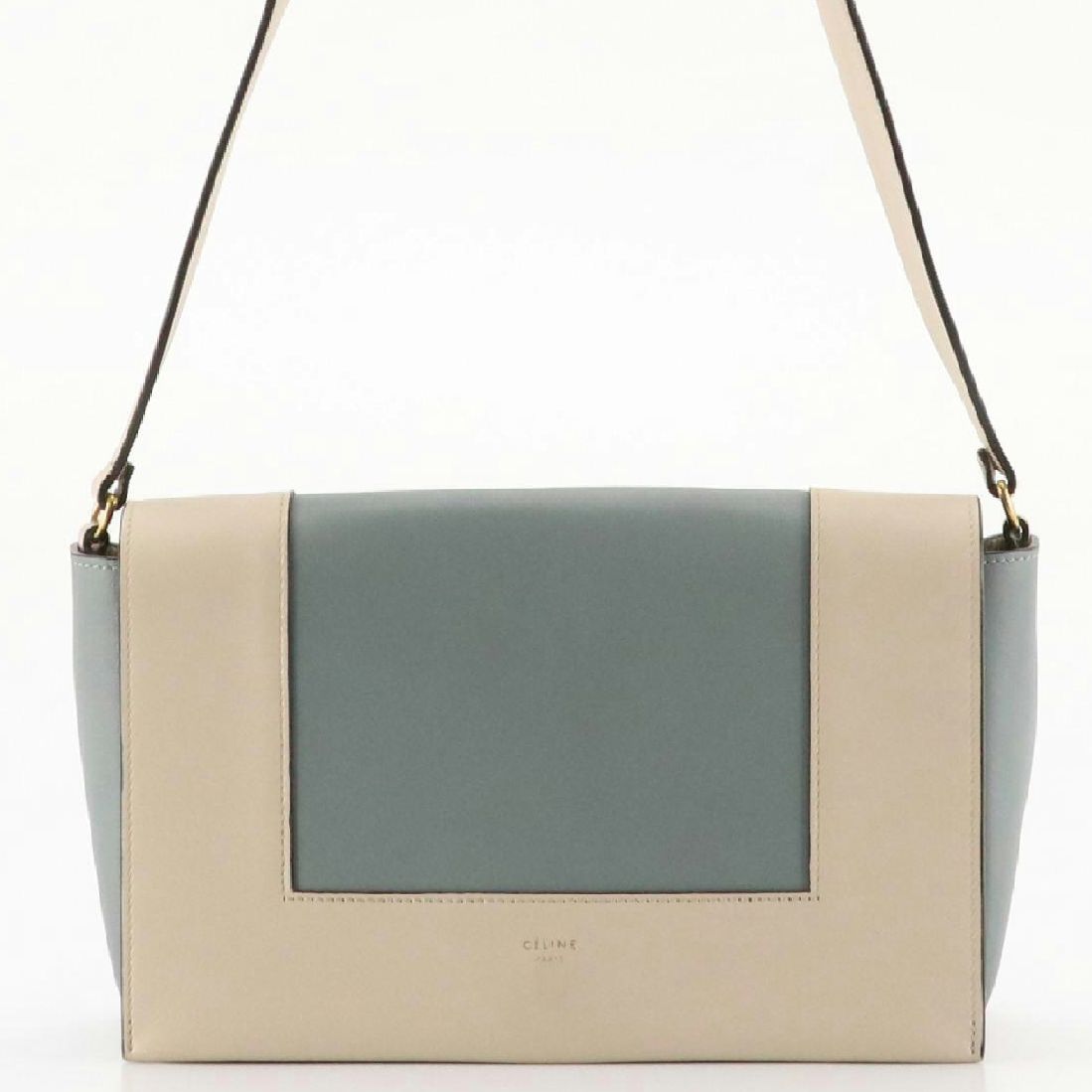 Céline Medium Frame Shoulder Bag in Grege and Storm Calfskin Leather, With Tag